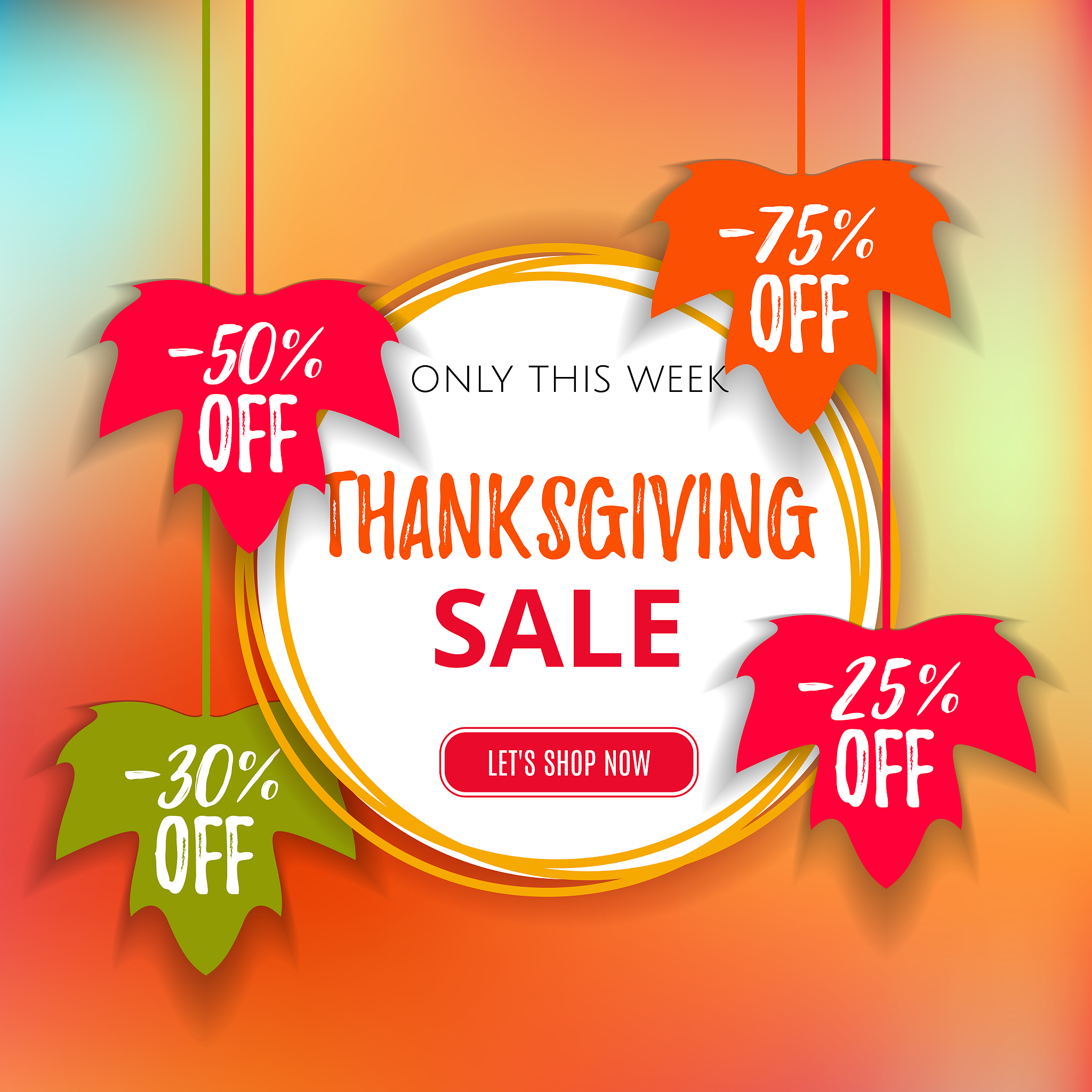 autumn thanksgiving sale poster of discount promo web banner for