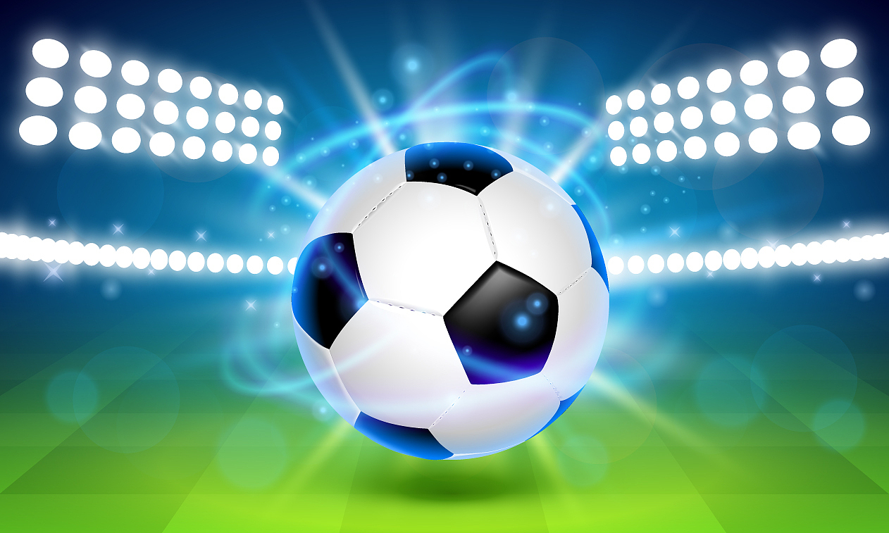 soccer ball on the field cover background