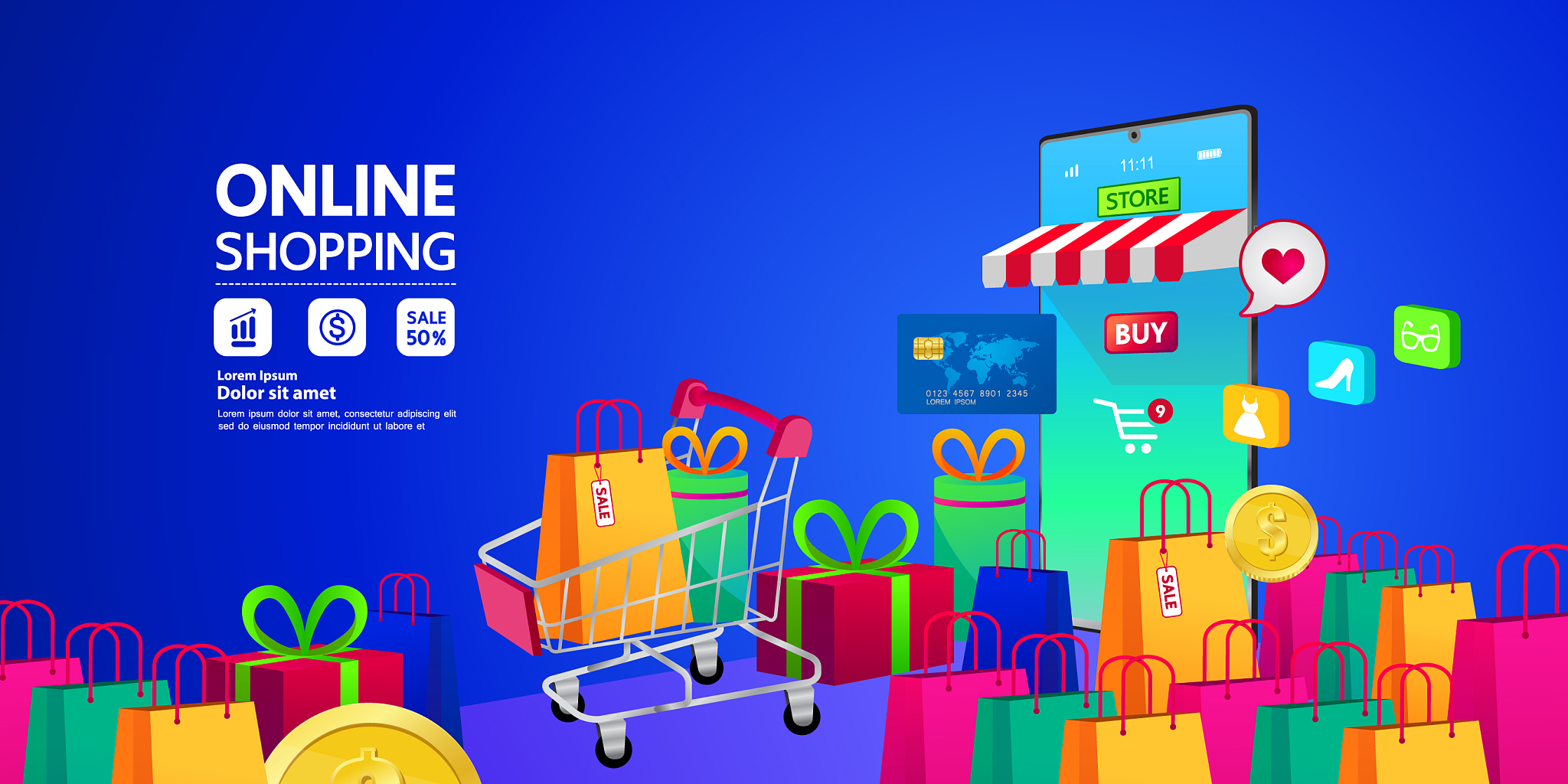 shopping online on website or mobile application