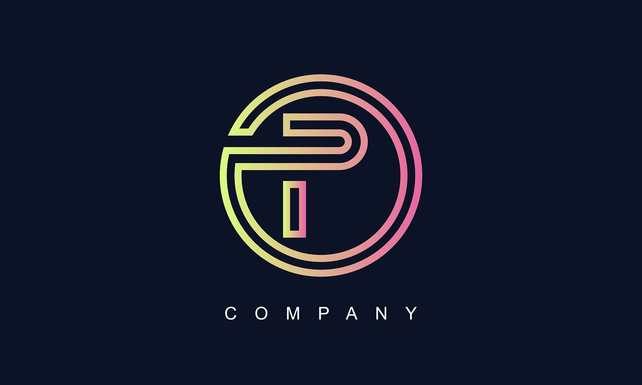 initial letter p logo with creative circle monogram business typ