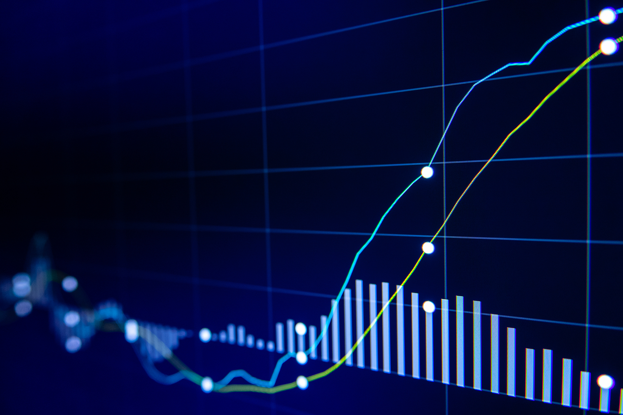 close-up of stock market data