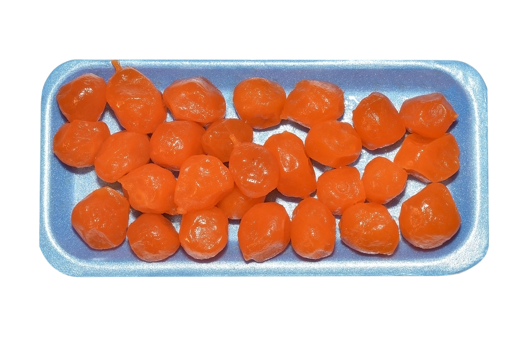 kumquat fruits on blue pallet isolated on white background