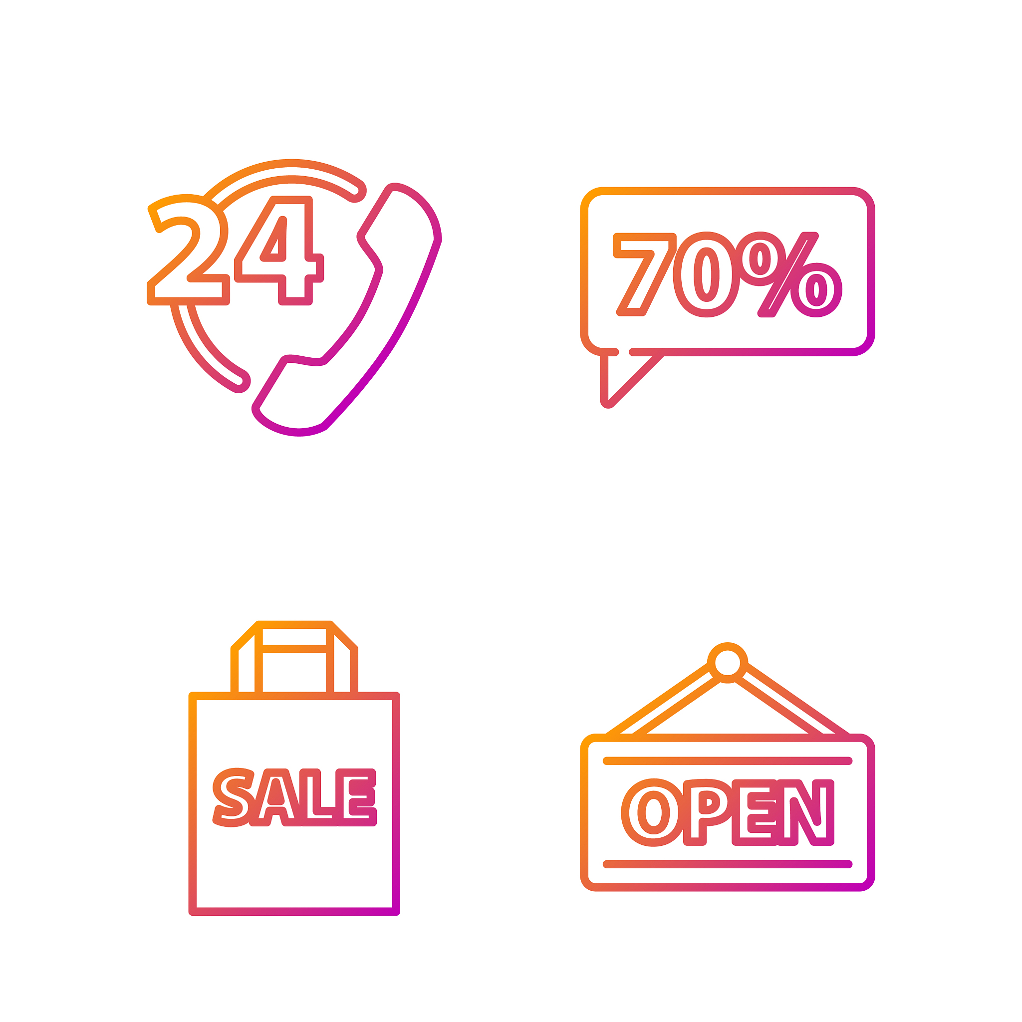 set line hanging sign with open shoping bag with