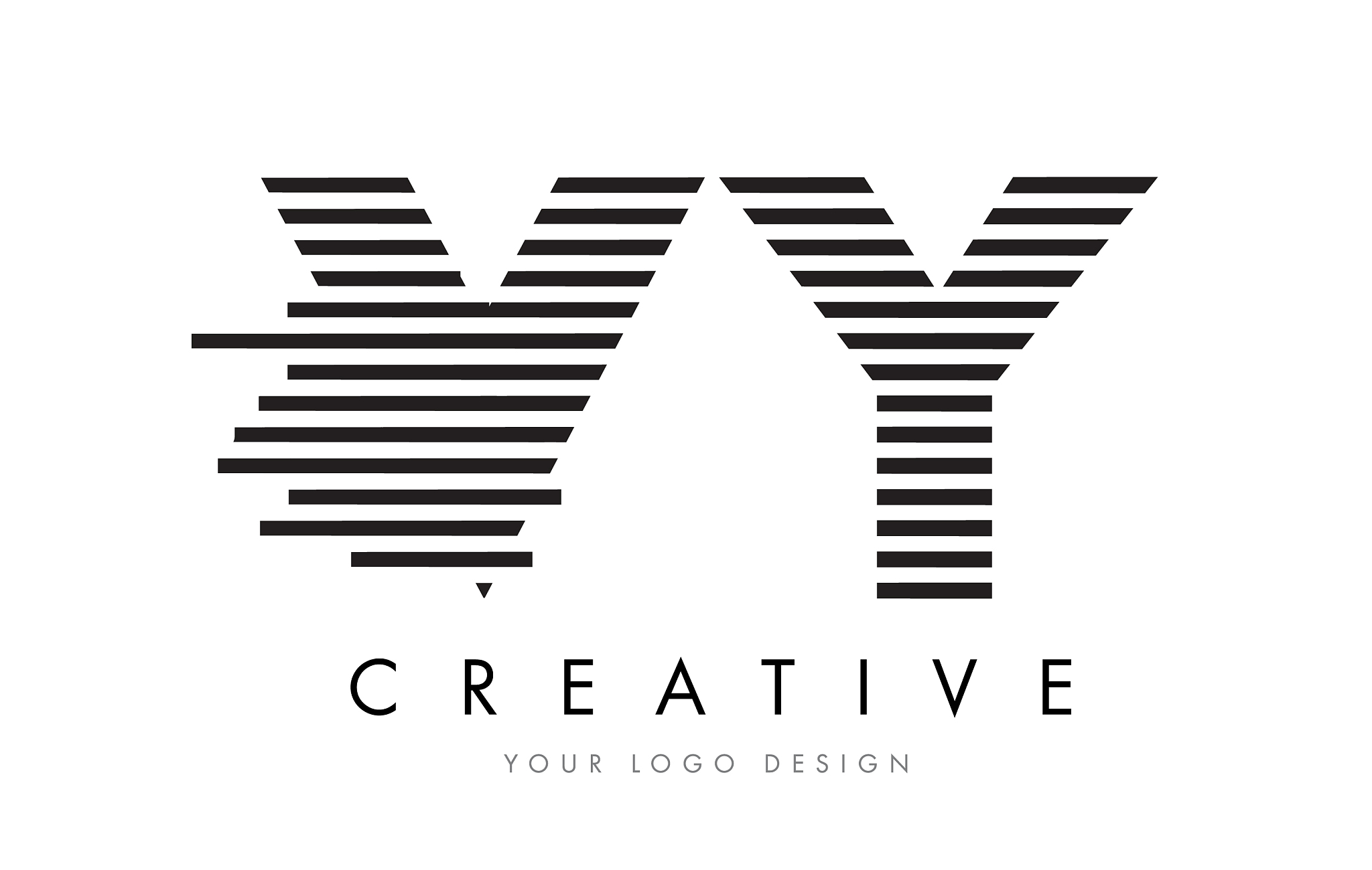 vy v y zebra letter logo design with black and