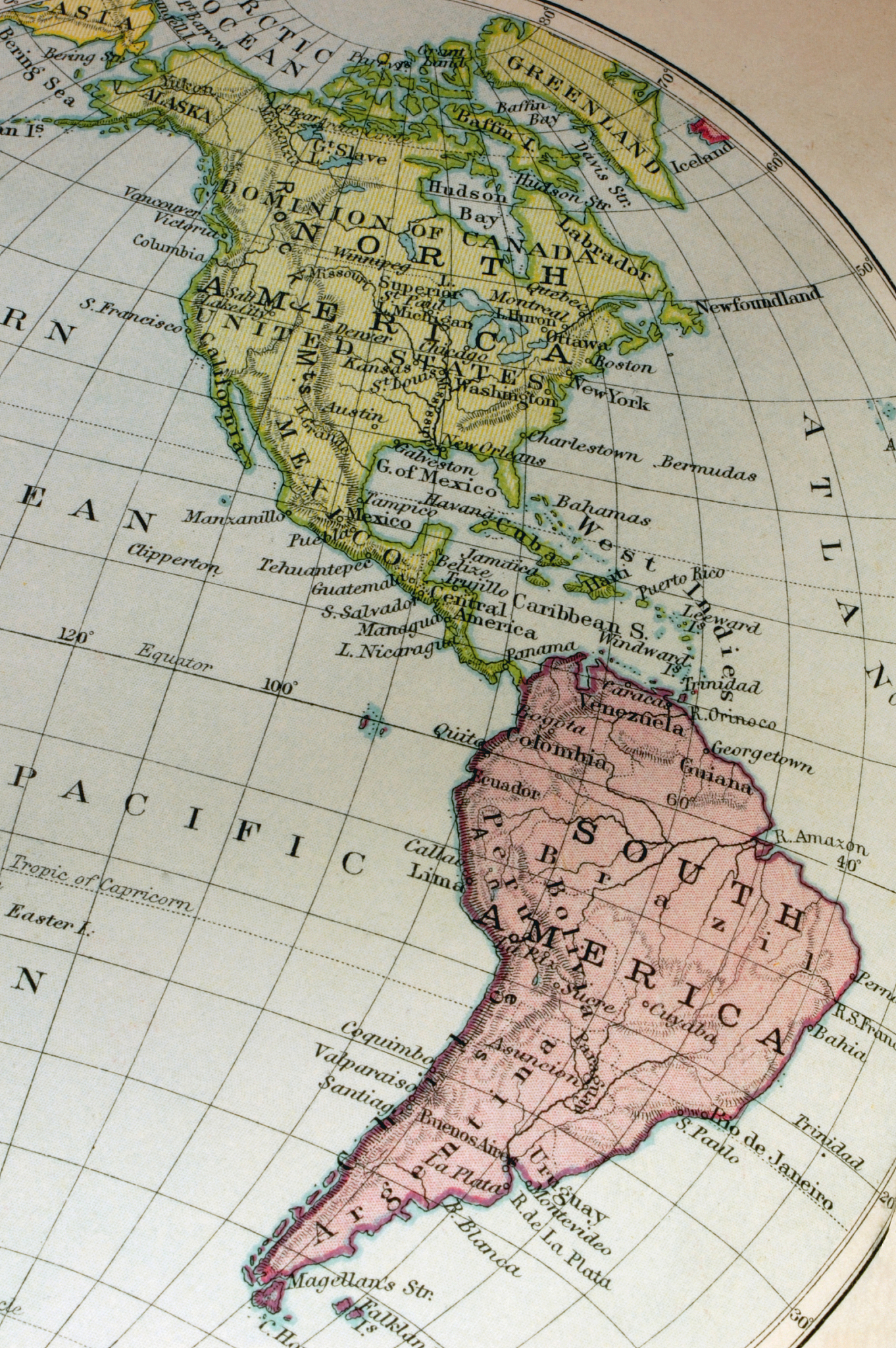 round map of the american continent