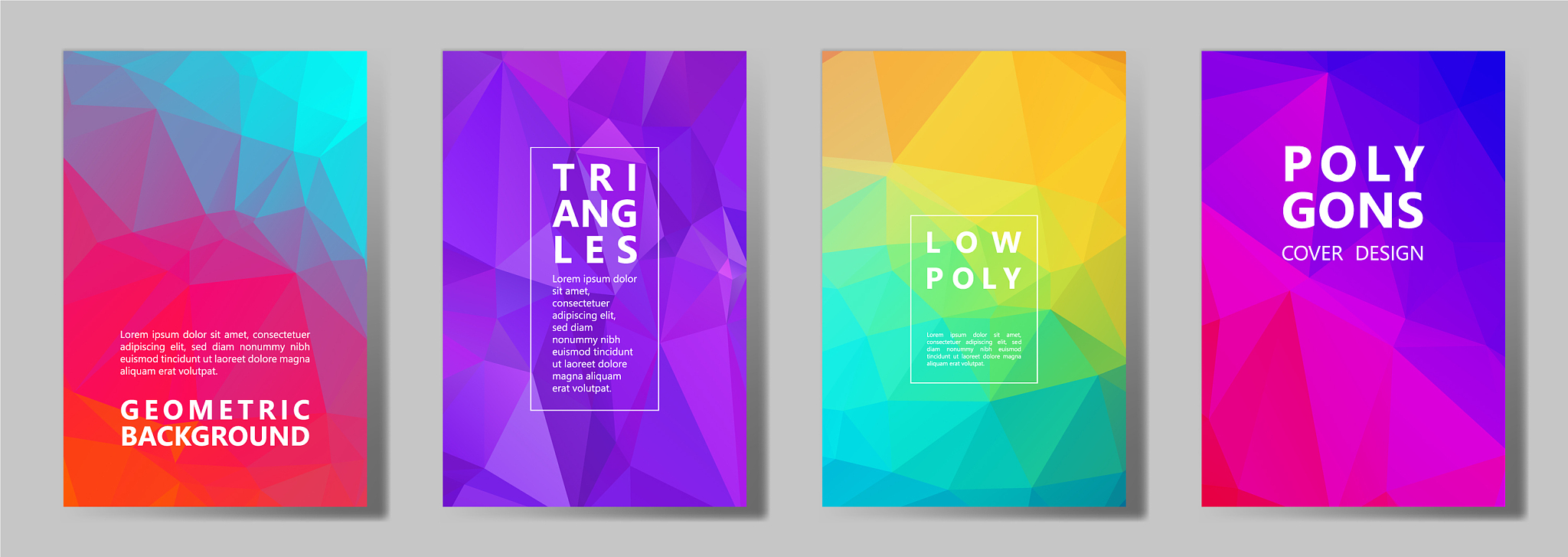 facet polygonal abstract cover pages low poly set