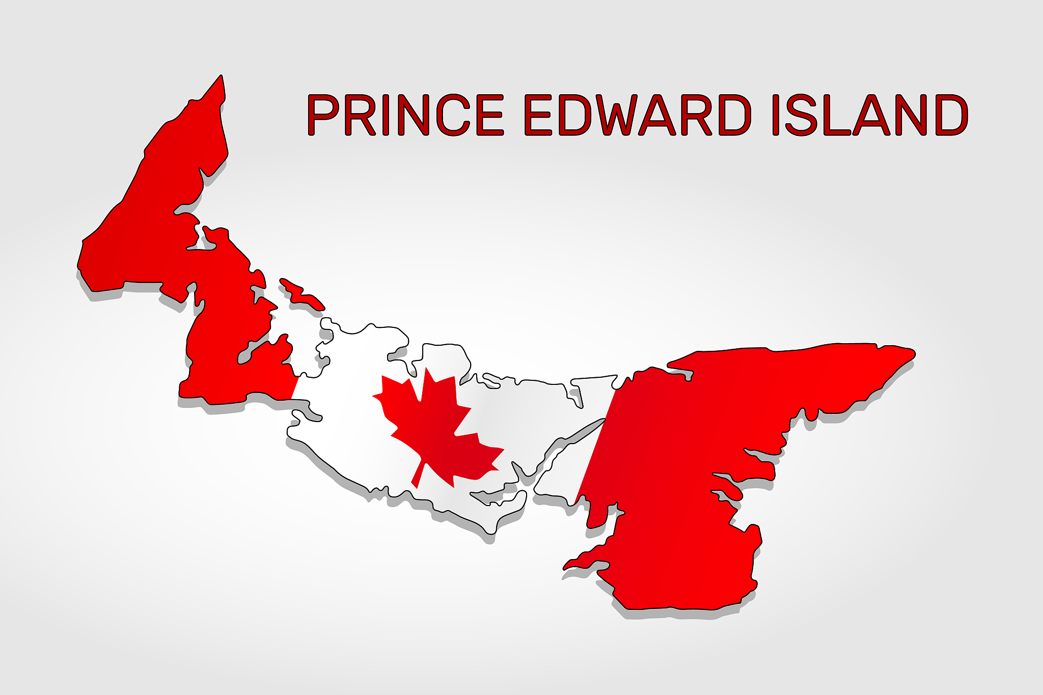 map of prince edward island combined with canada flag - vector