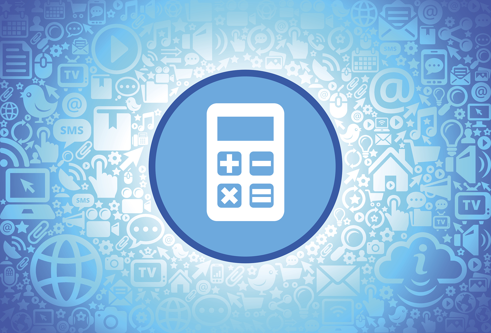 calculator icon on internet technology background
