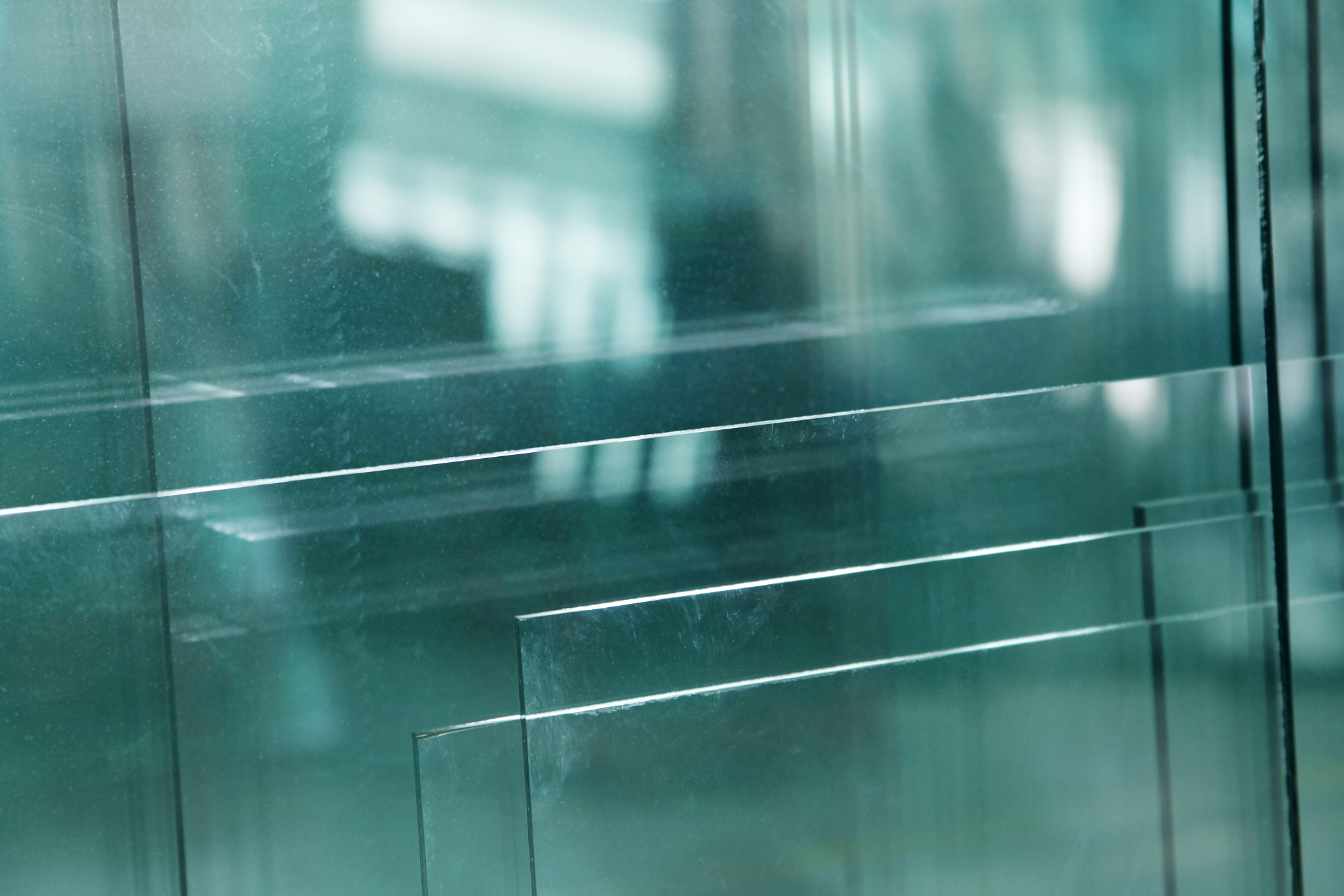 glass factory. newly manufactured glass.