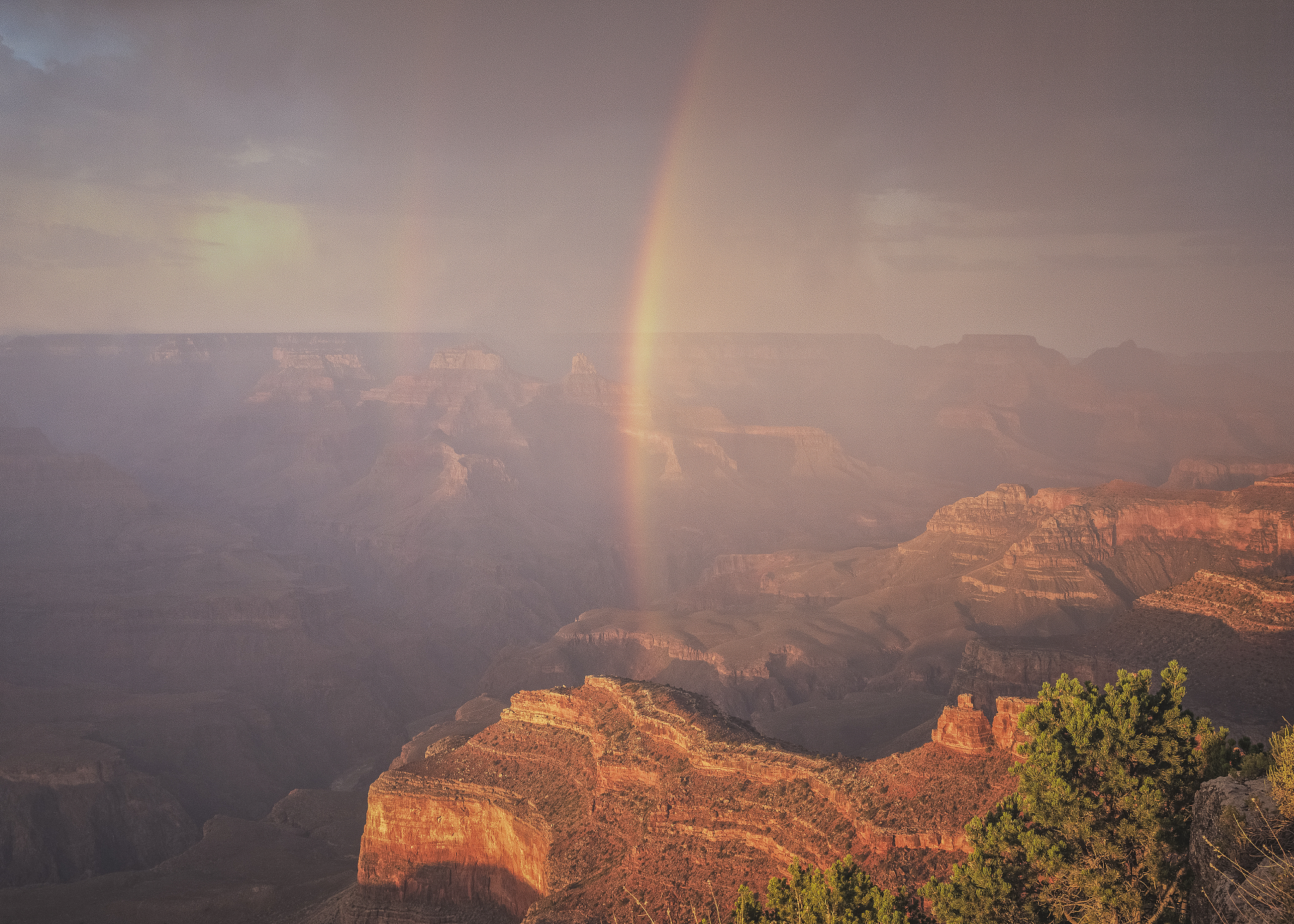 rainbow over grand canyon