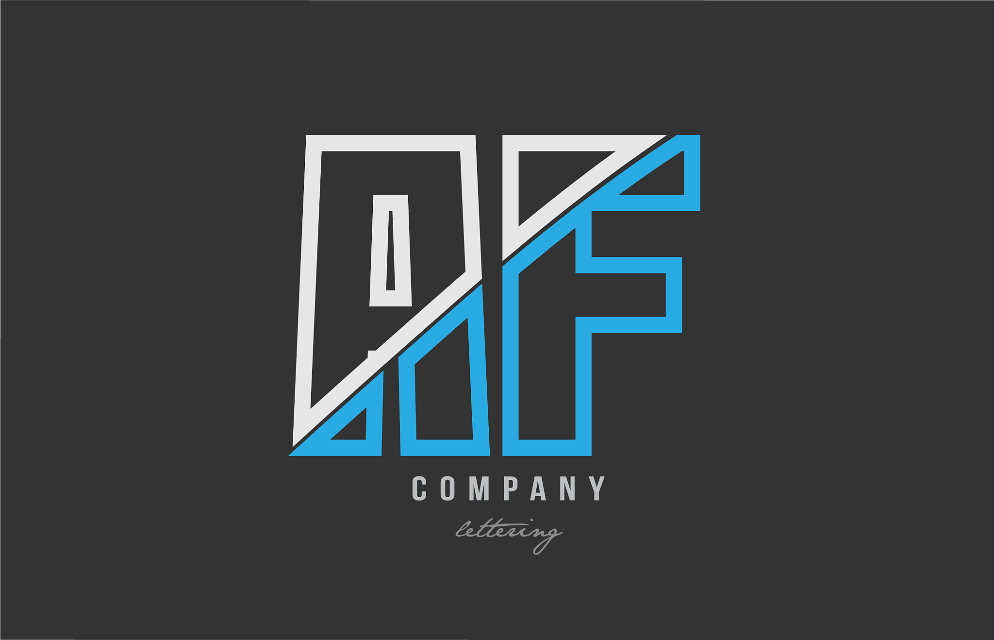 white blue alphabet letter af a f logo icon design