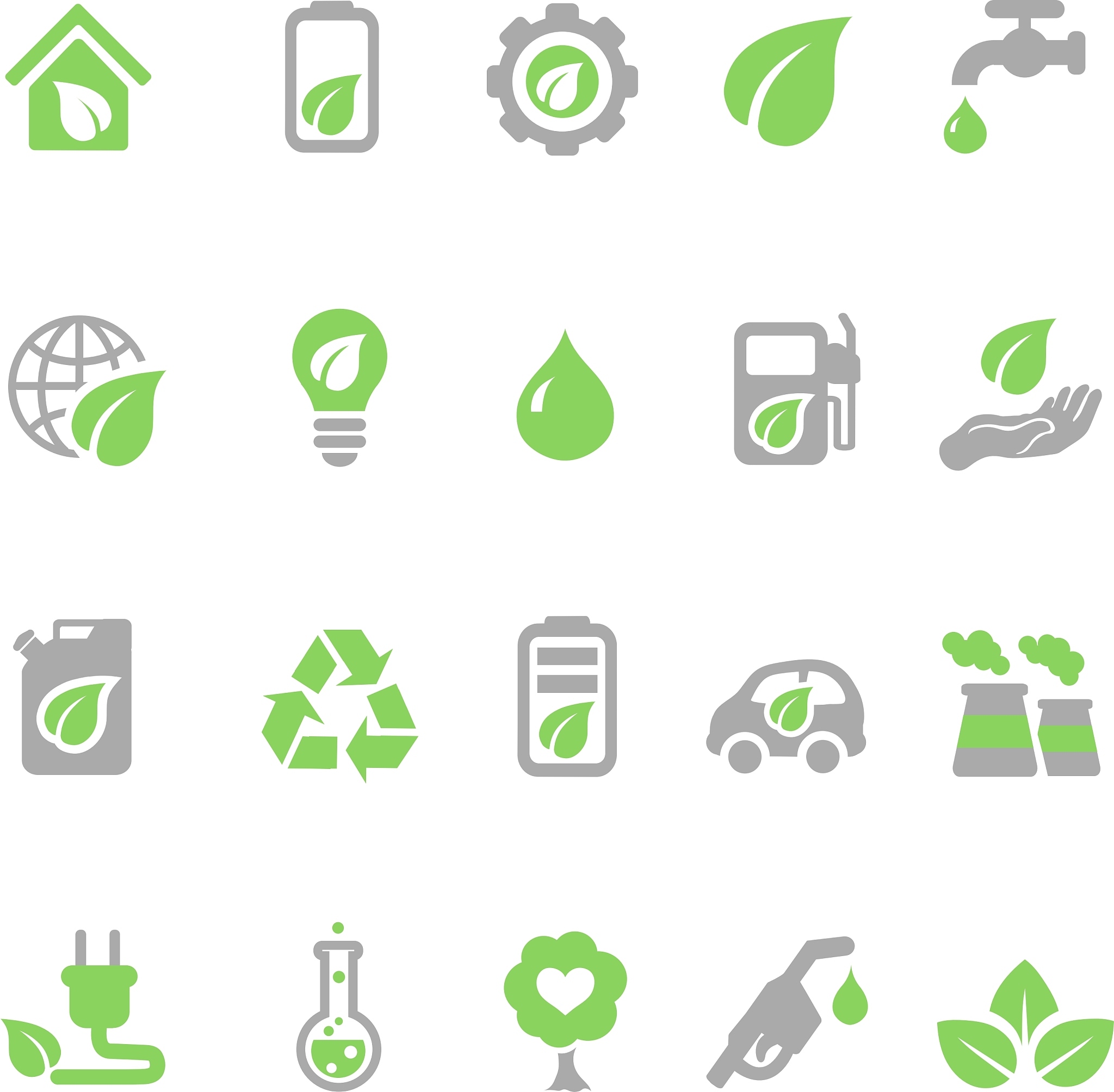 ecology icons set green energy