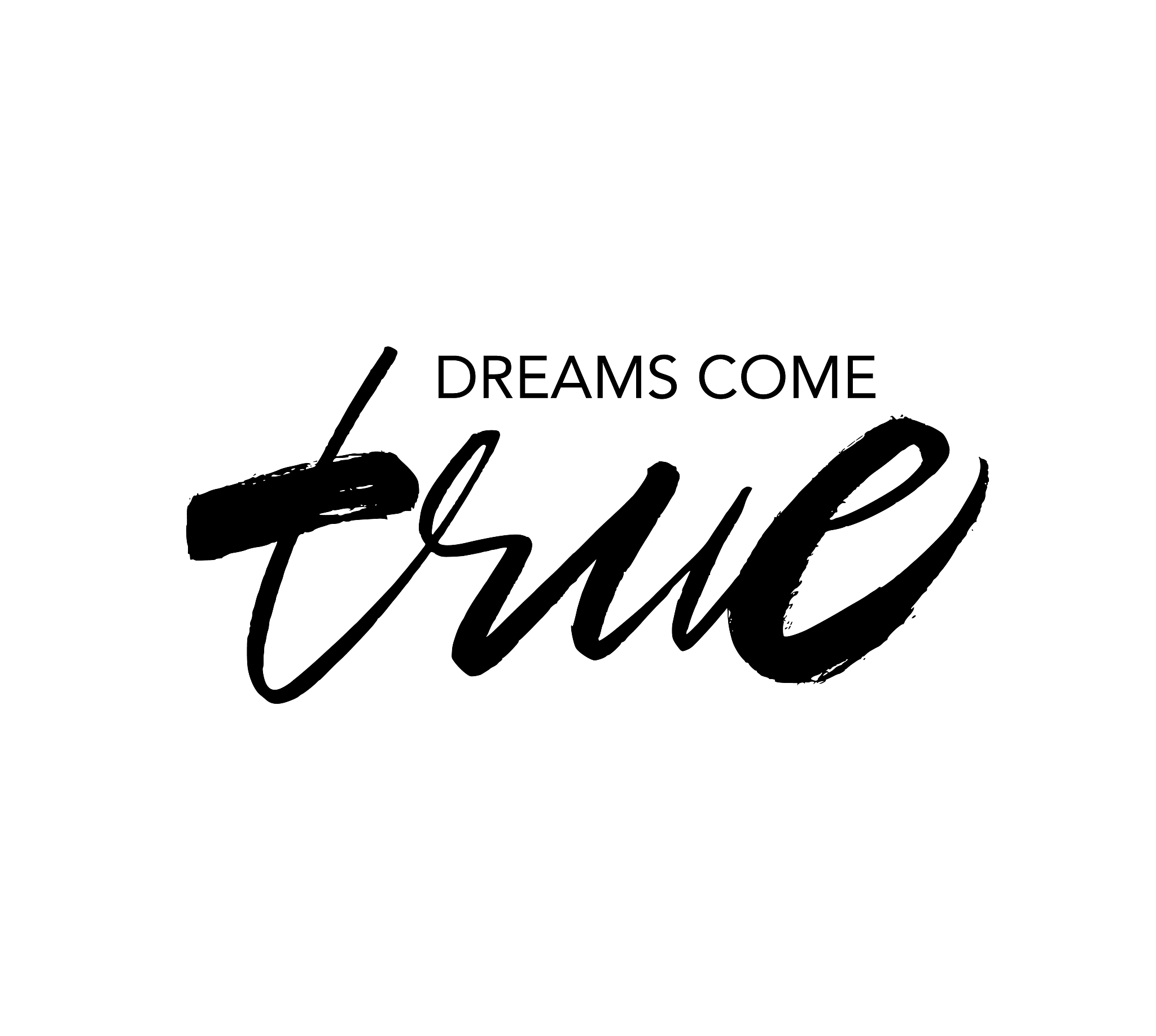 dreams come true ink brush vector lettering. inspirational sayin