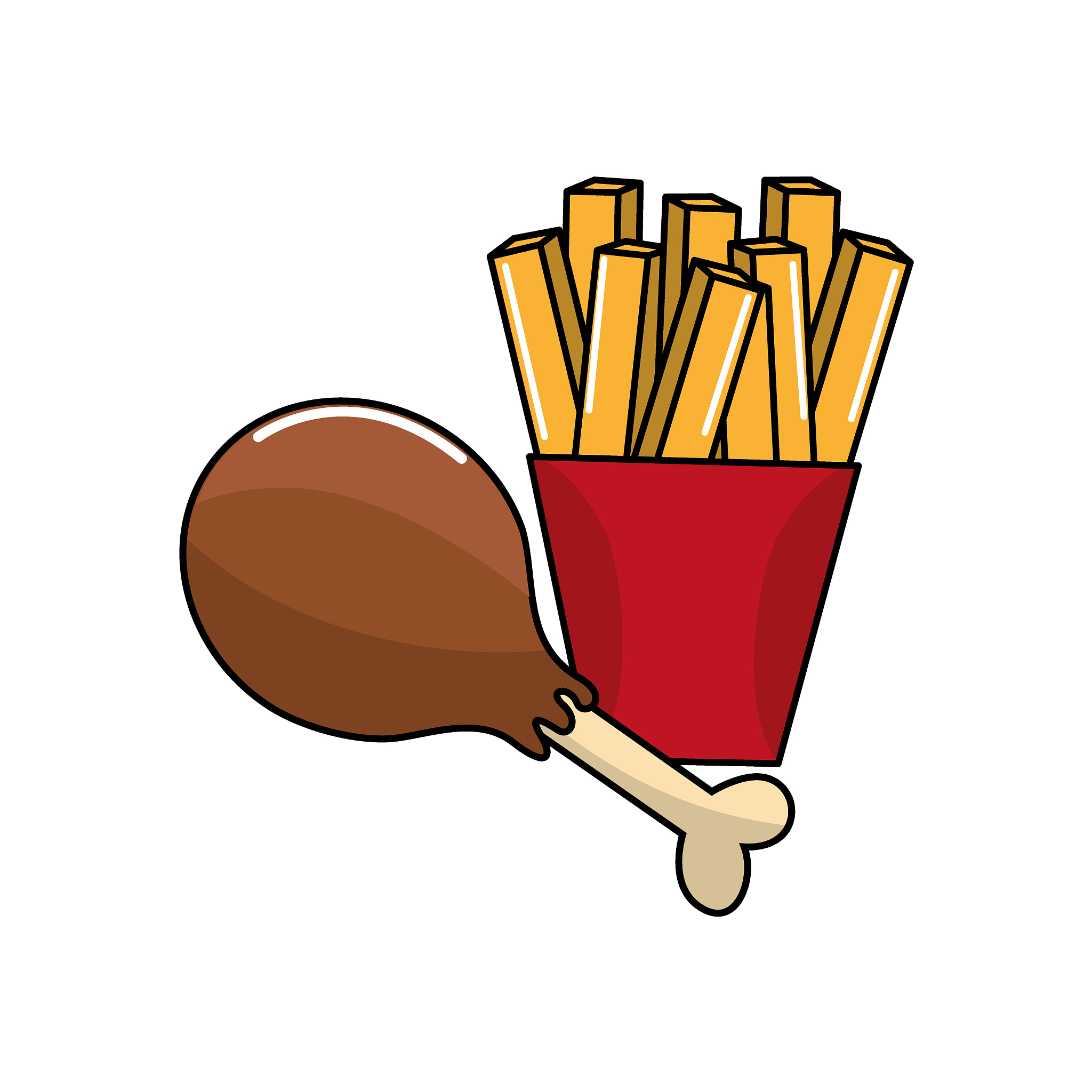 chicken thigh and fries french icon