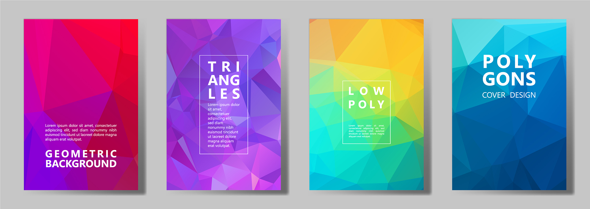 facet polygonal abstract cover pages low poly set