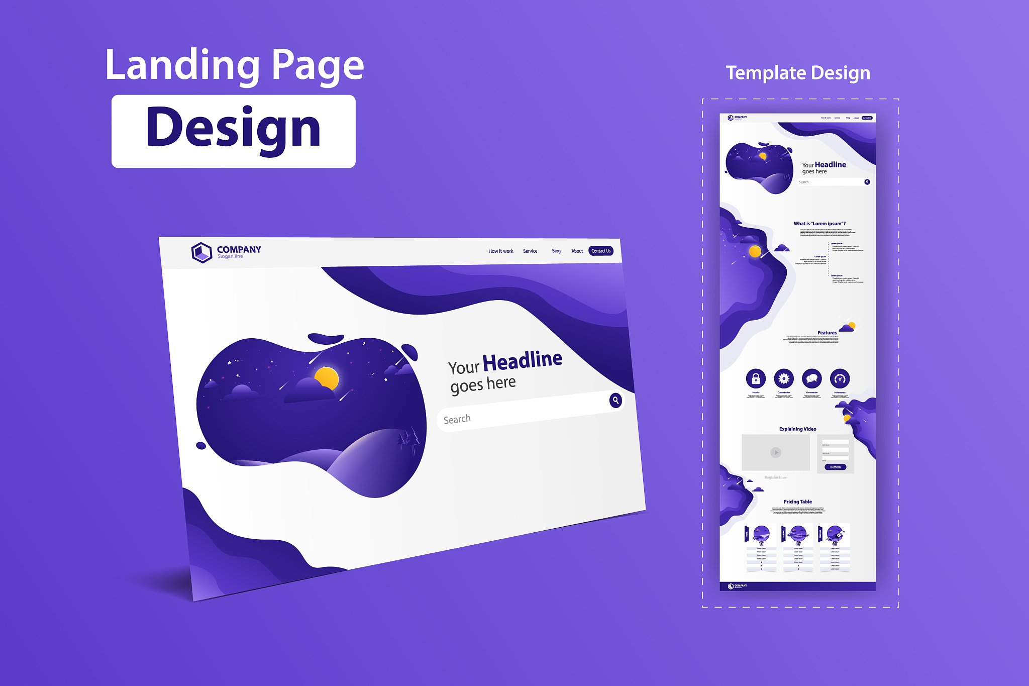 new trendy landing page website template design