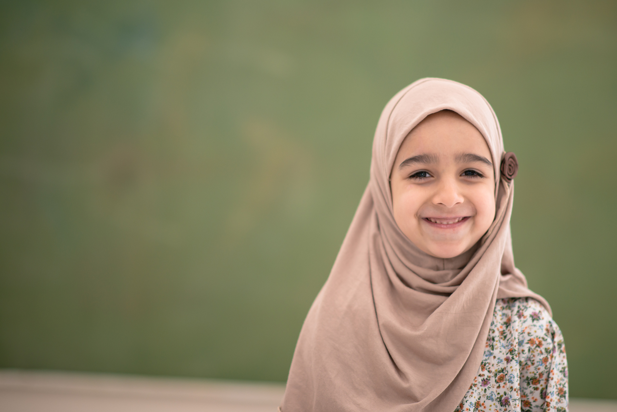 muslim elementary student portrait stock photo