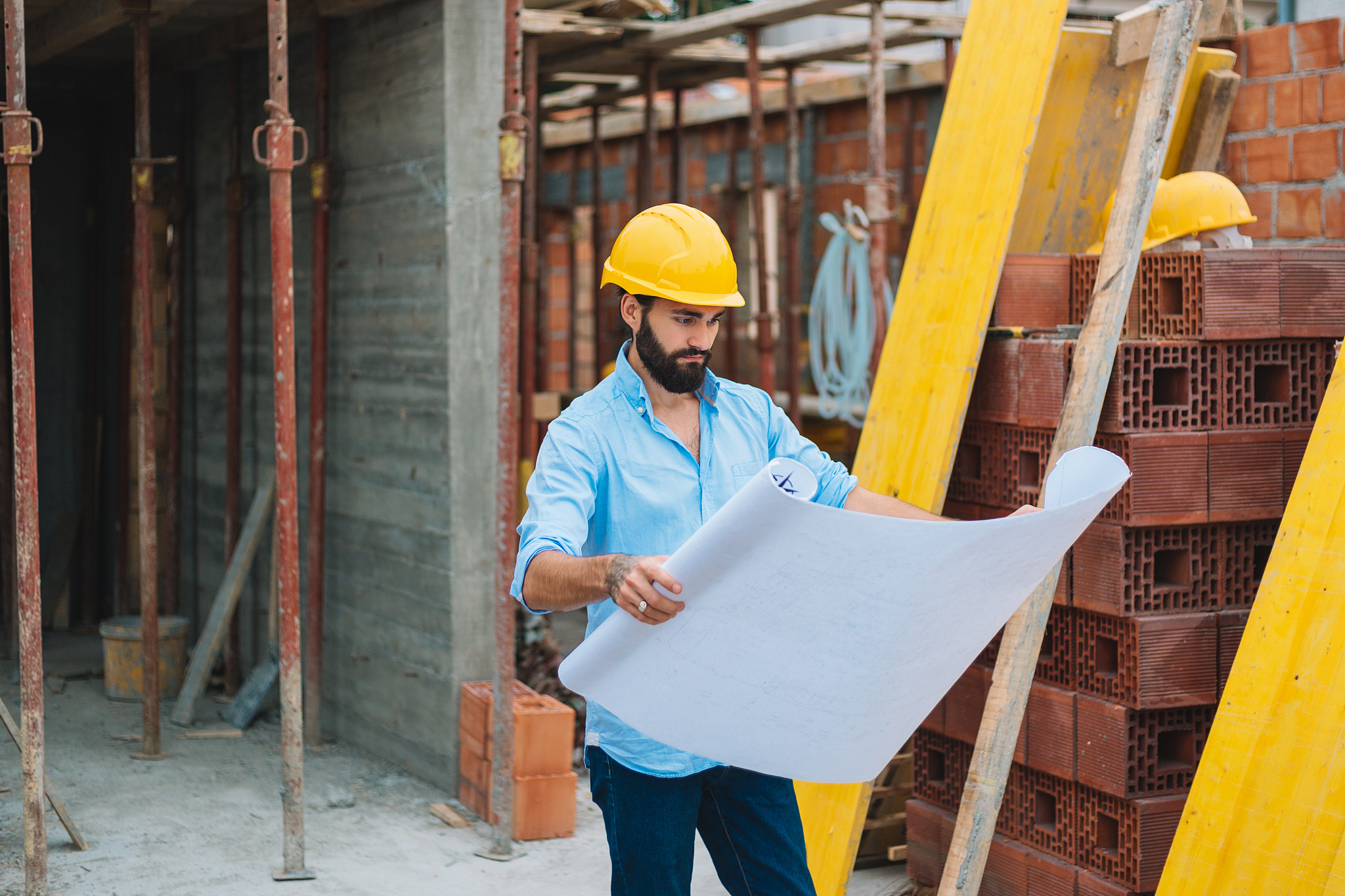 picture of construction engineer working on building site