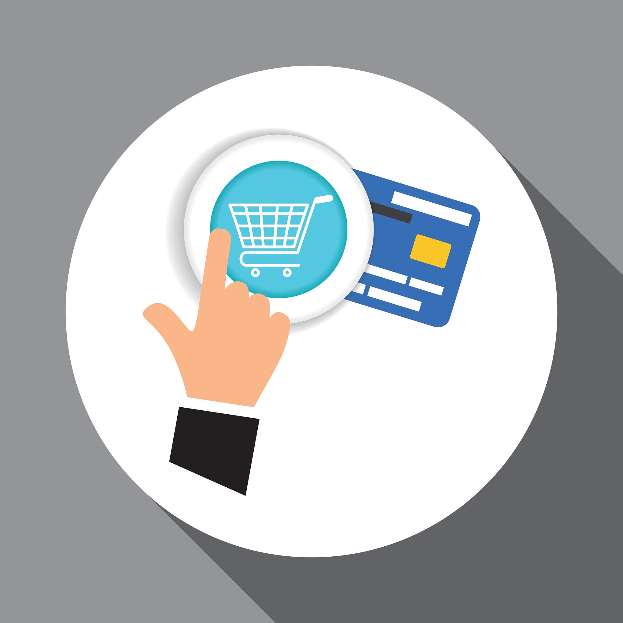 buy online over white background credit card