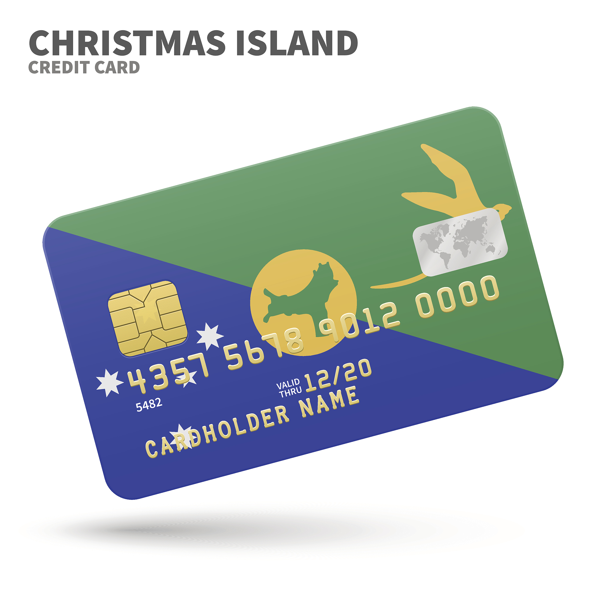 credit card with christmas island flag background for bank, pres