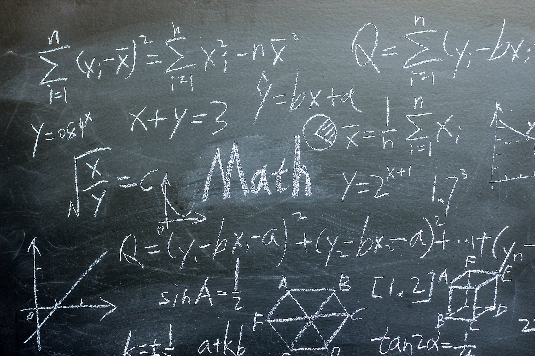 math text with some formulas on chalkboard
