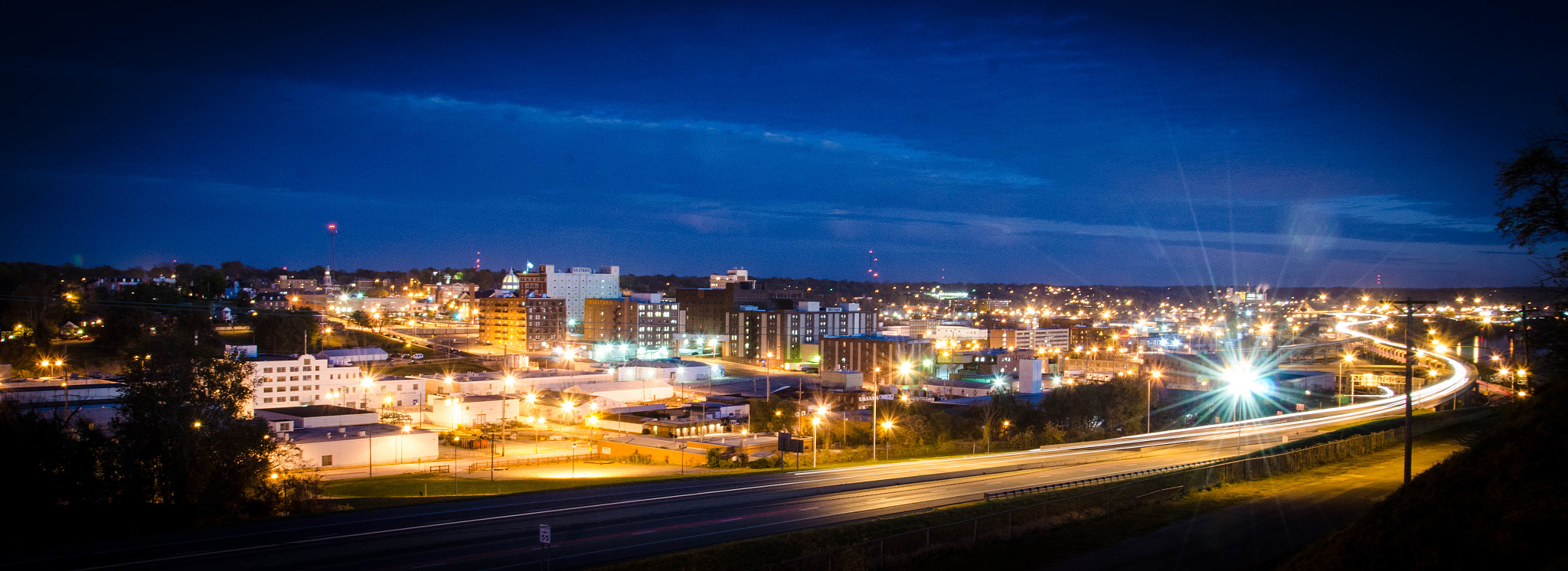 light trails in city at night