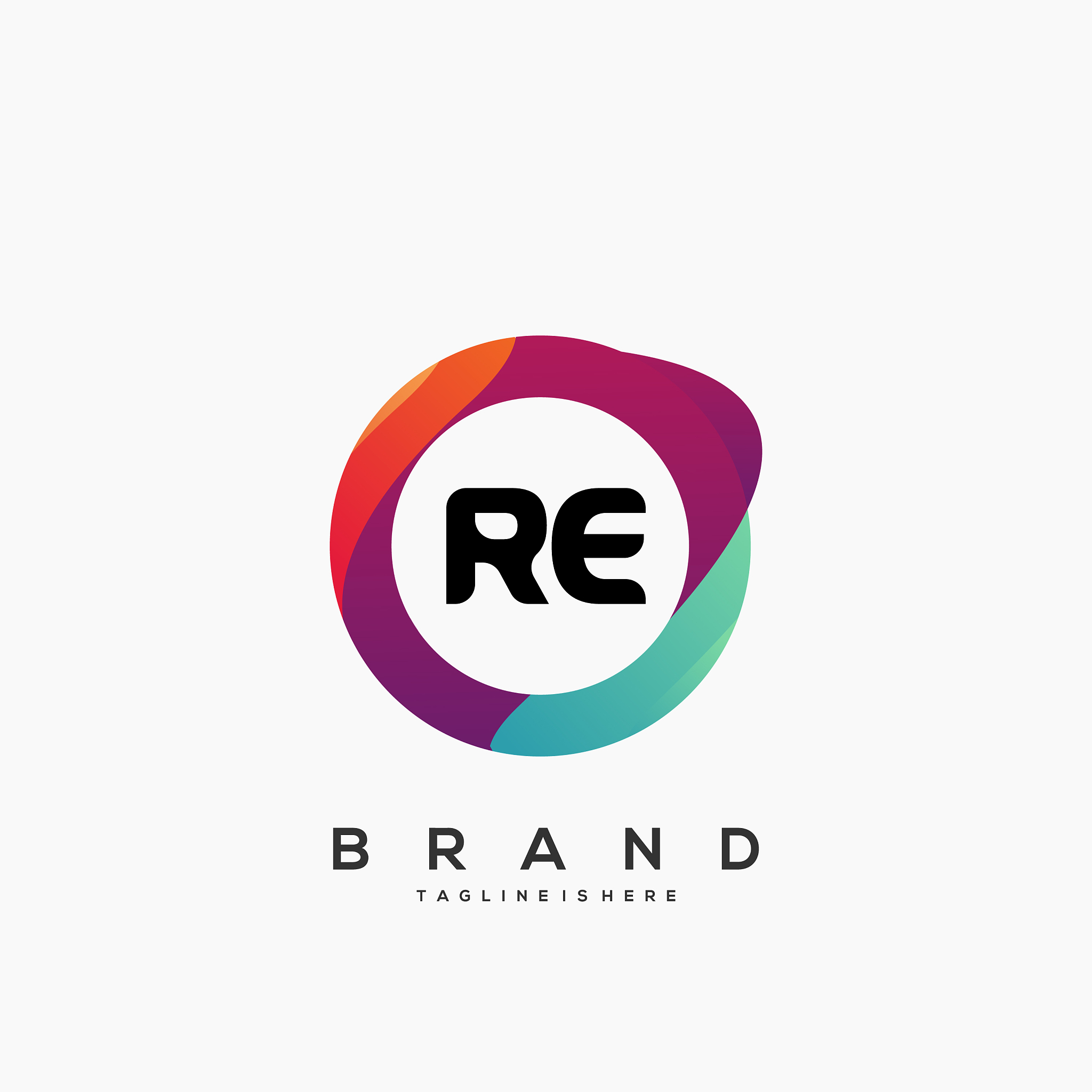 letter re gradient color logo design