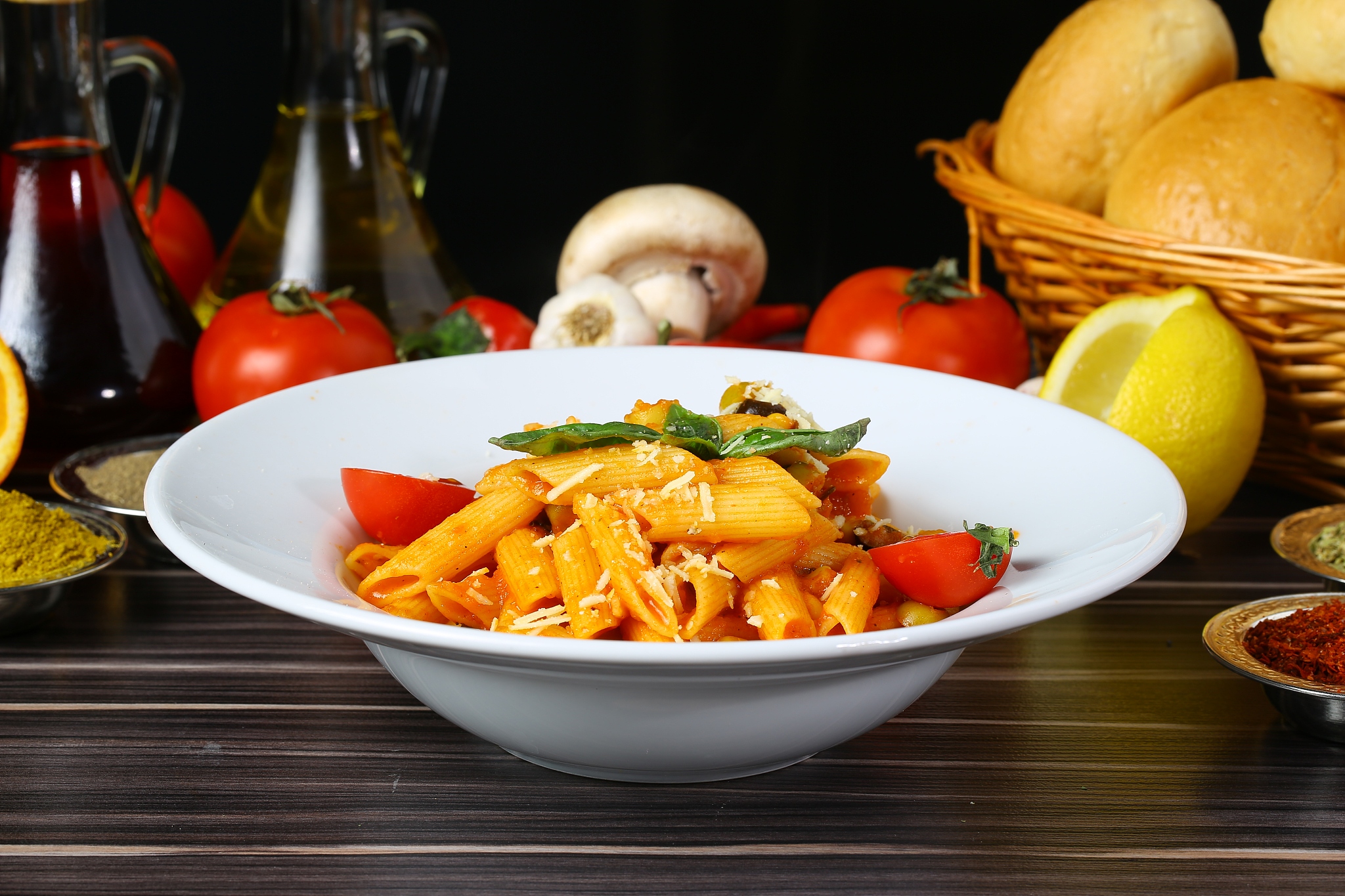 penne pasta with tomato sauce and cheese