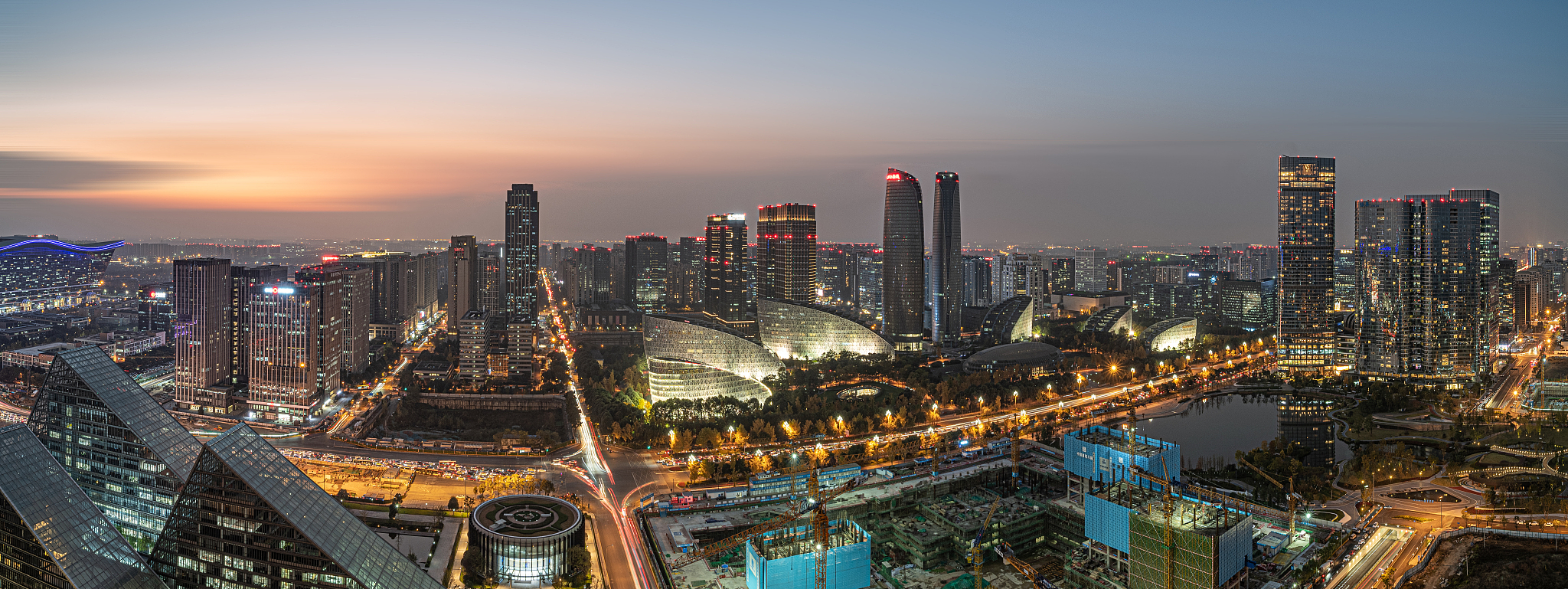 the city skyline  in chengdu,china