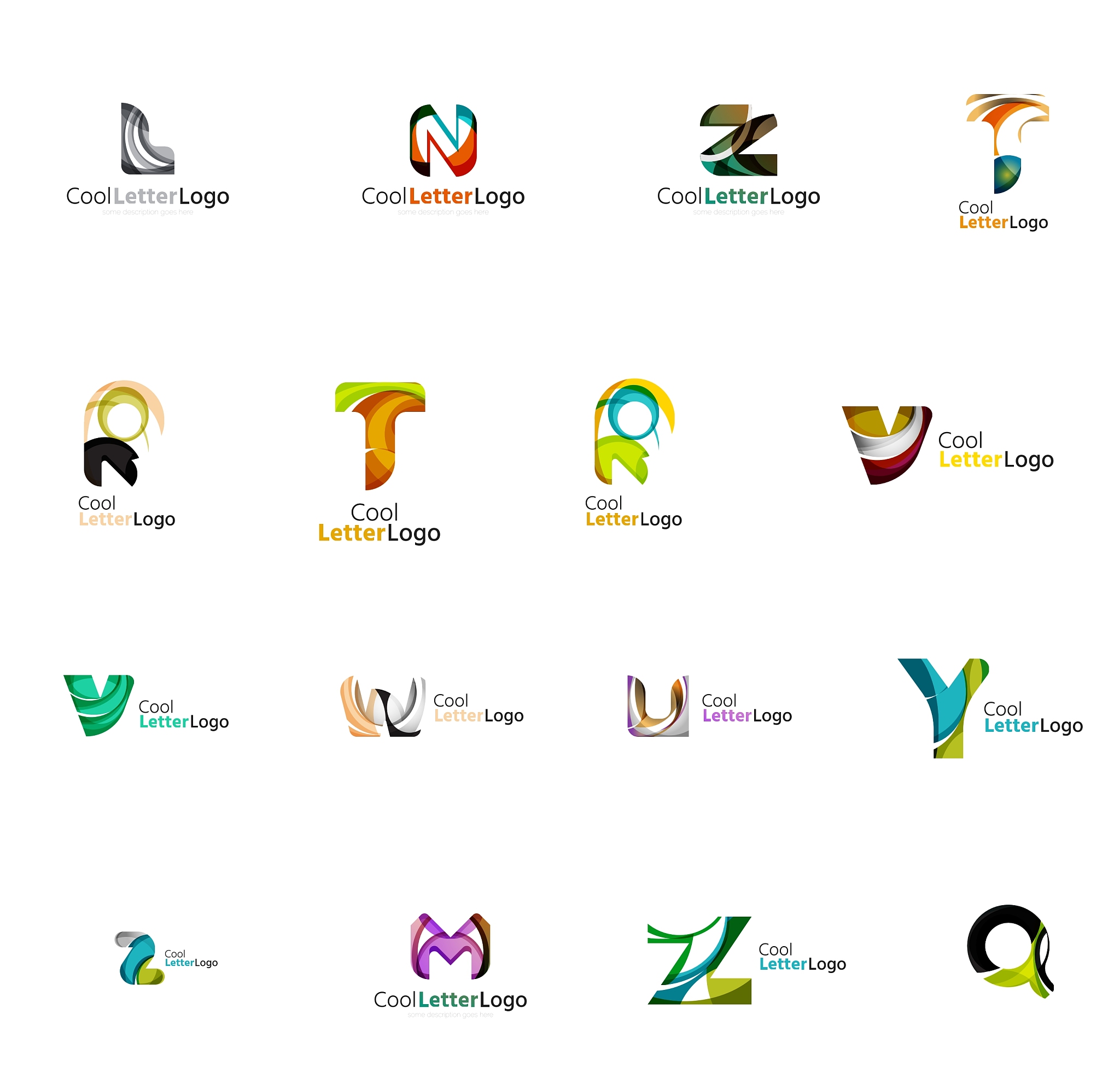 set of colorful abstract letter corporate logos