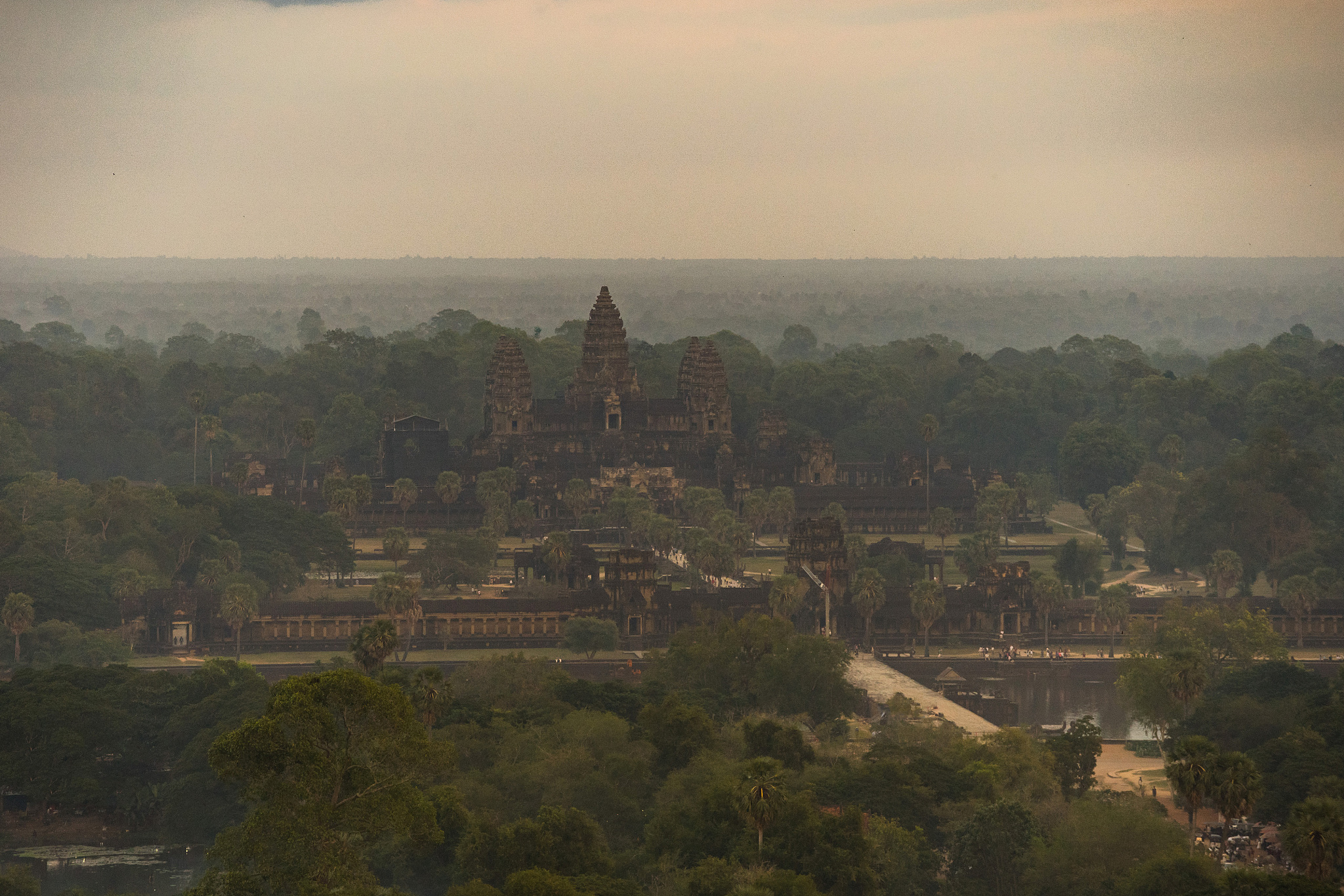 beautiful aerial view of angkor wat temple, cambodia