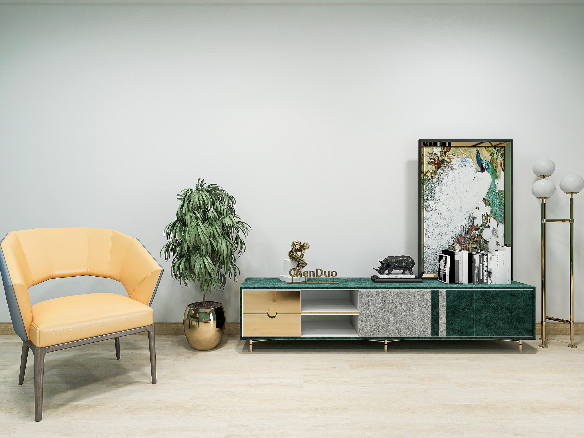l3d rendering, spacious living room design of modern residence, 