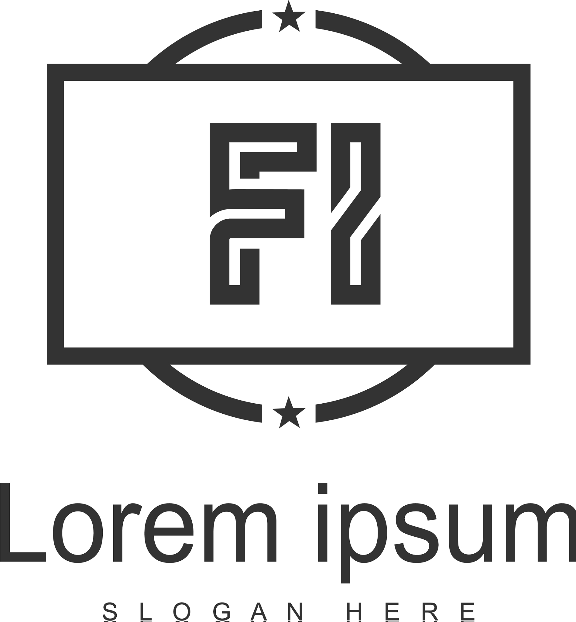 initial fi logo template with modern frame