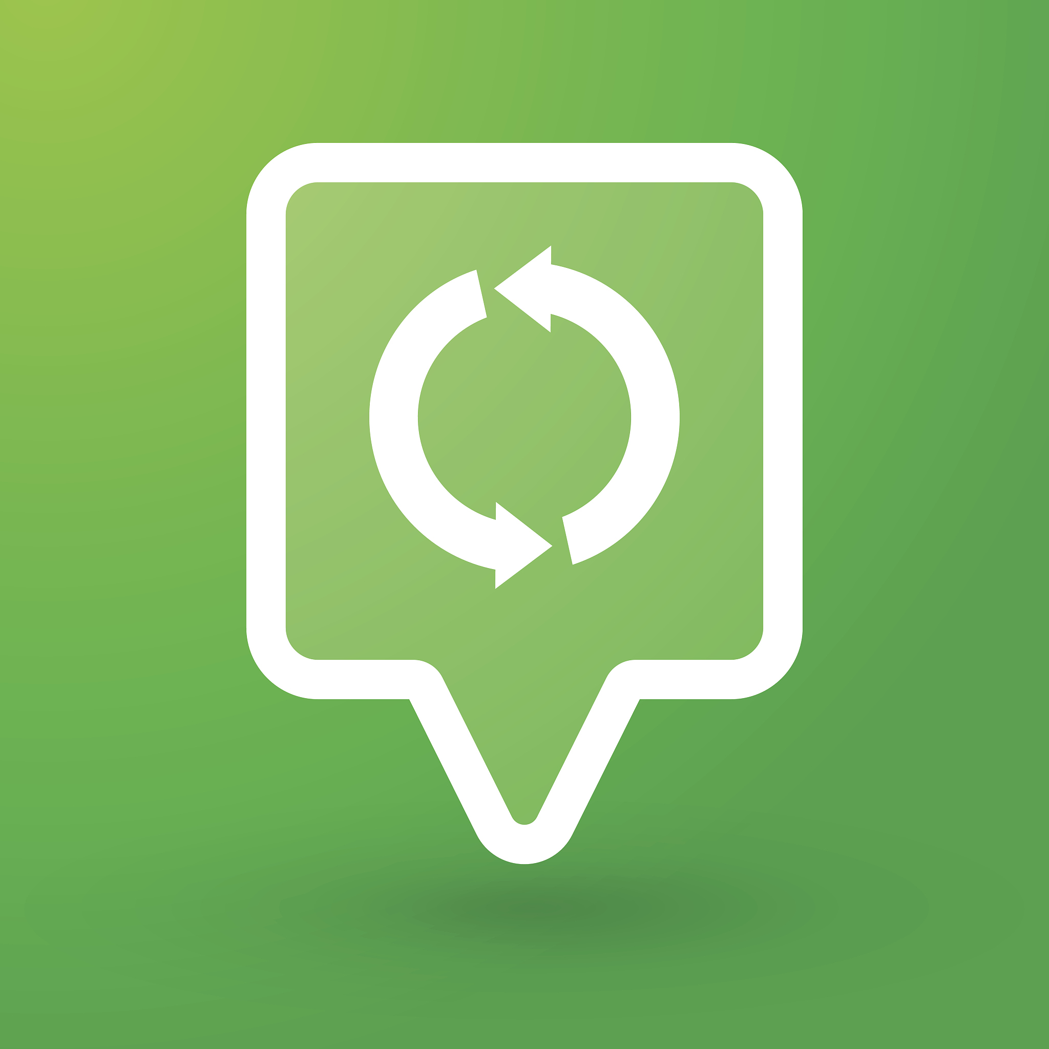 square tooltip with a recycle sign