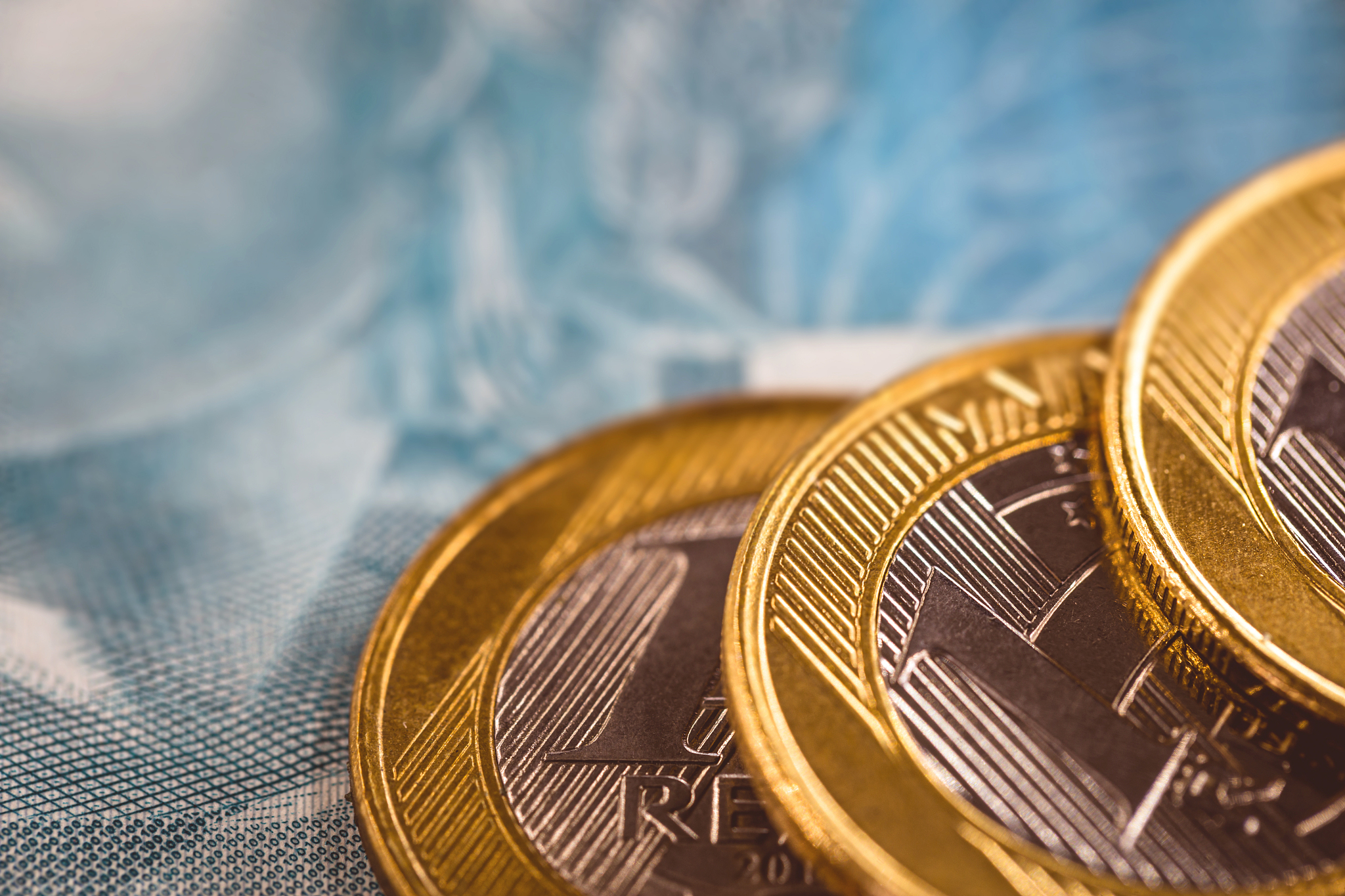 closeup of one real coin, money from brazil. savings and savings