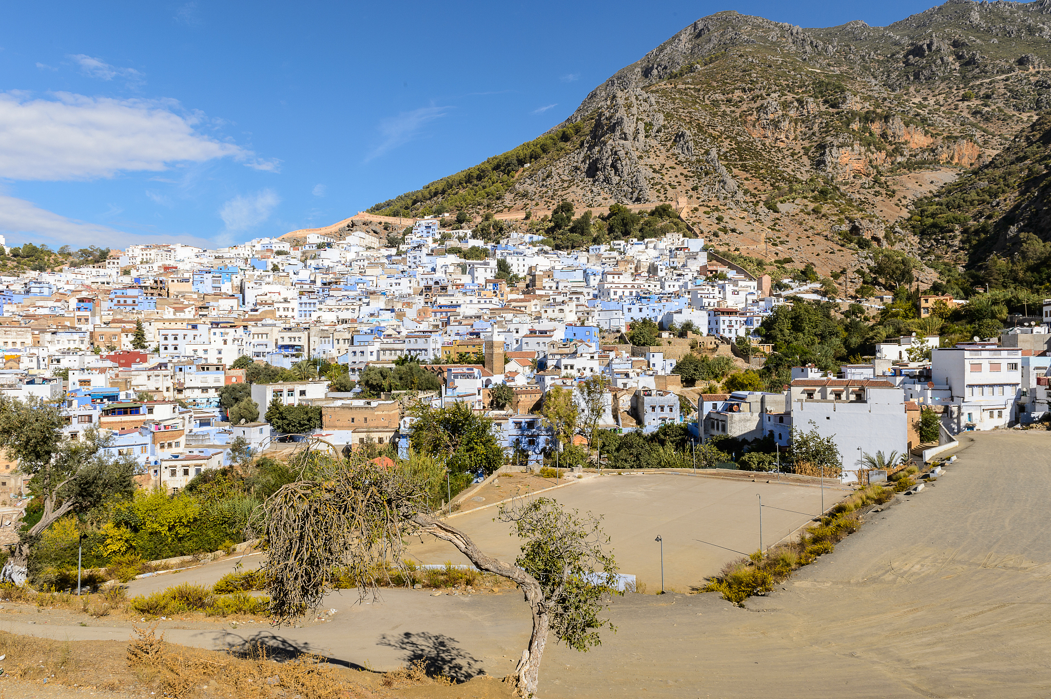 panoramic view of the chefchaouen, small town in northwest moroc