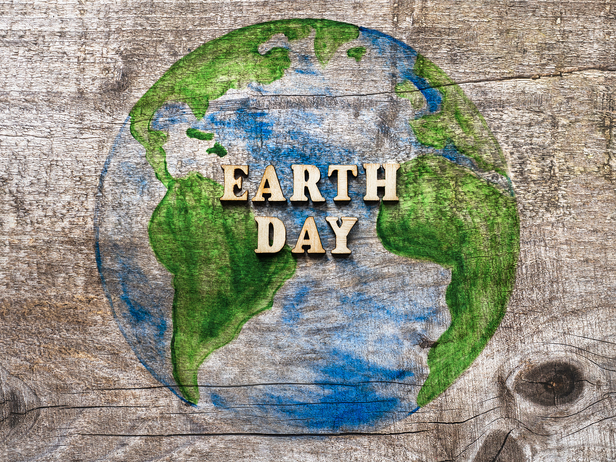 earth day. beautiful greeting card. top view