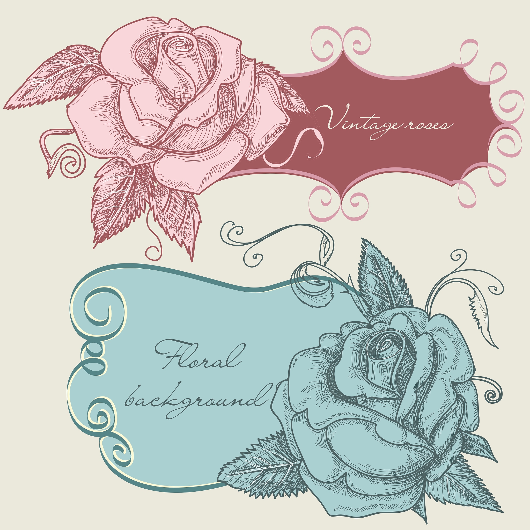 vintage roses frame