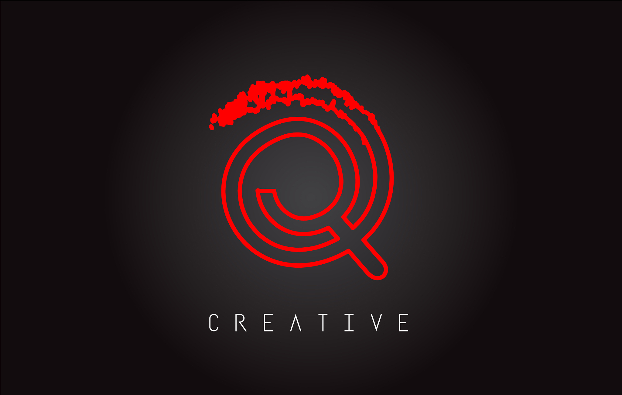 q monogram letter logo design brush paint stroke