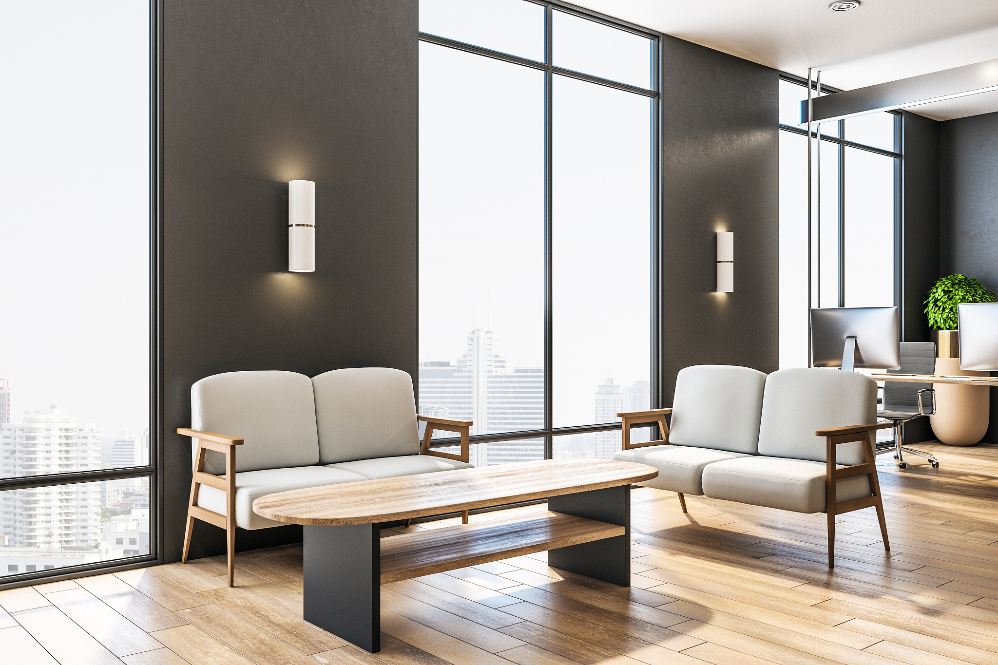 modern coworking office in classic interior