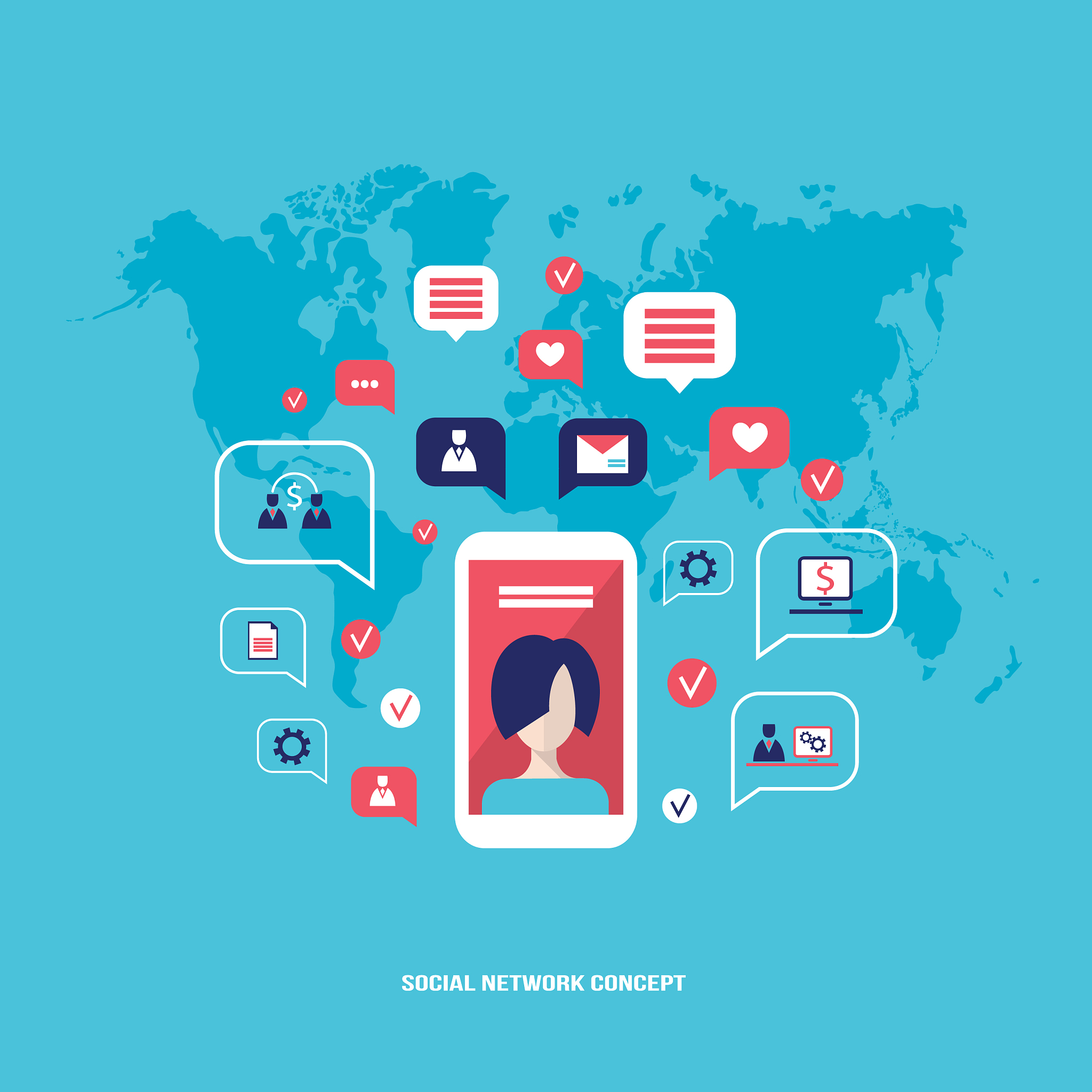social network concept mobile smart phone with
