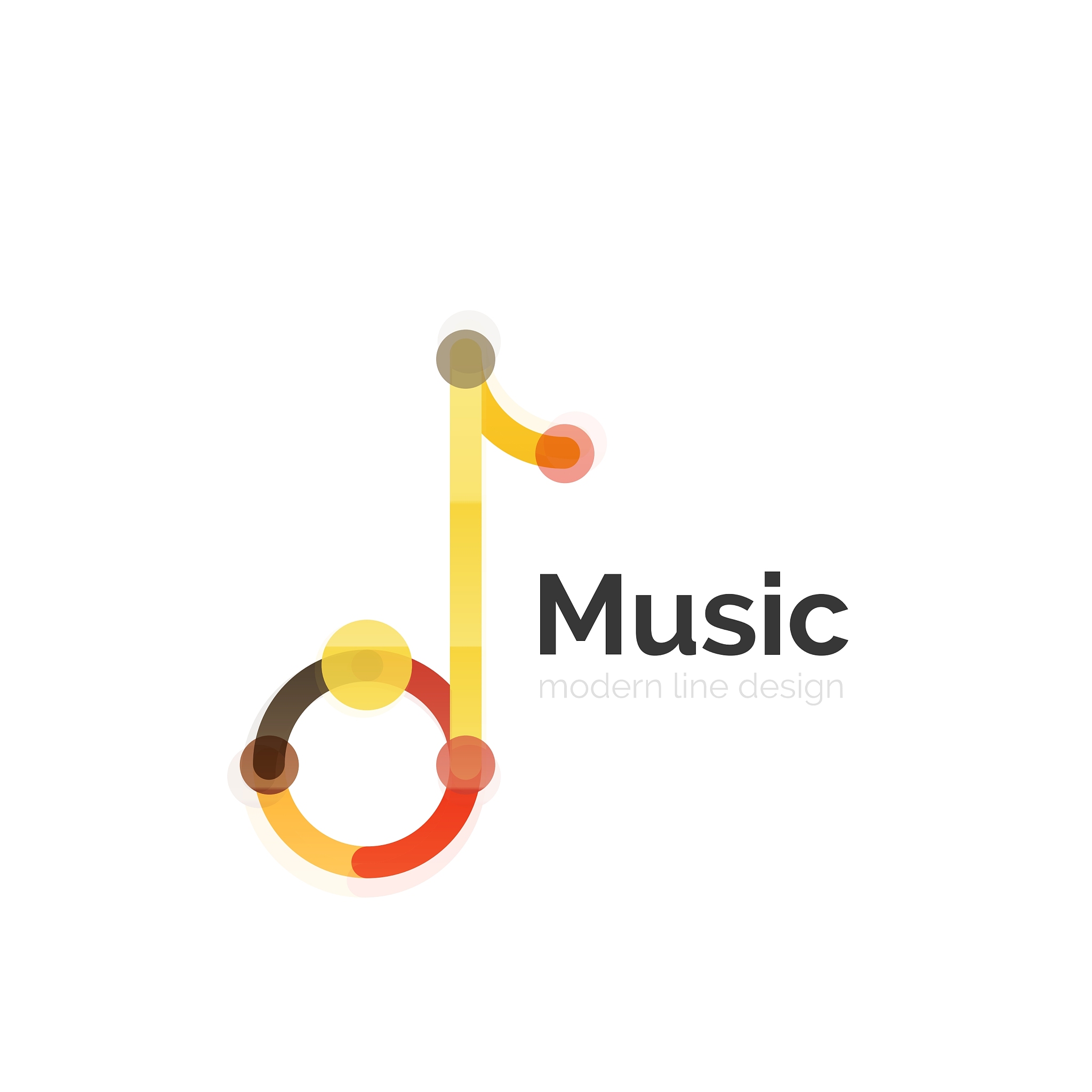 music note logo flat thin line geometric design