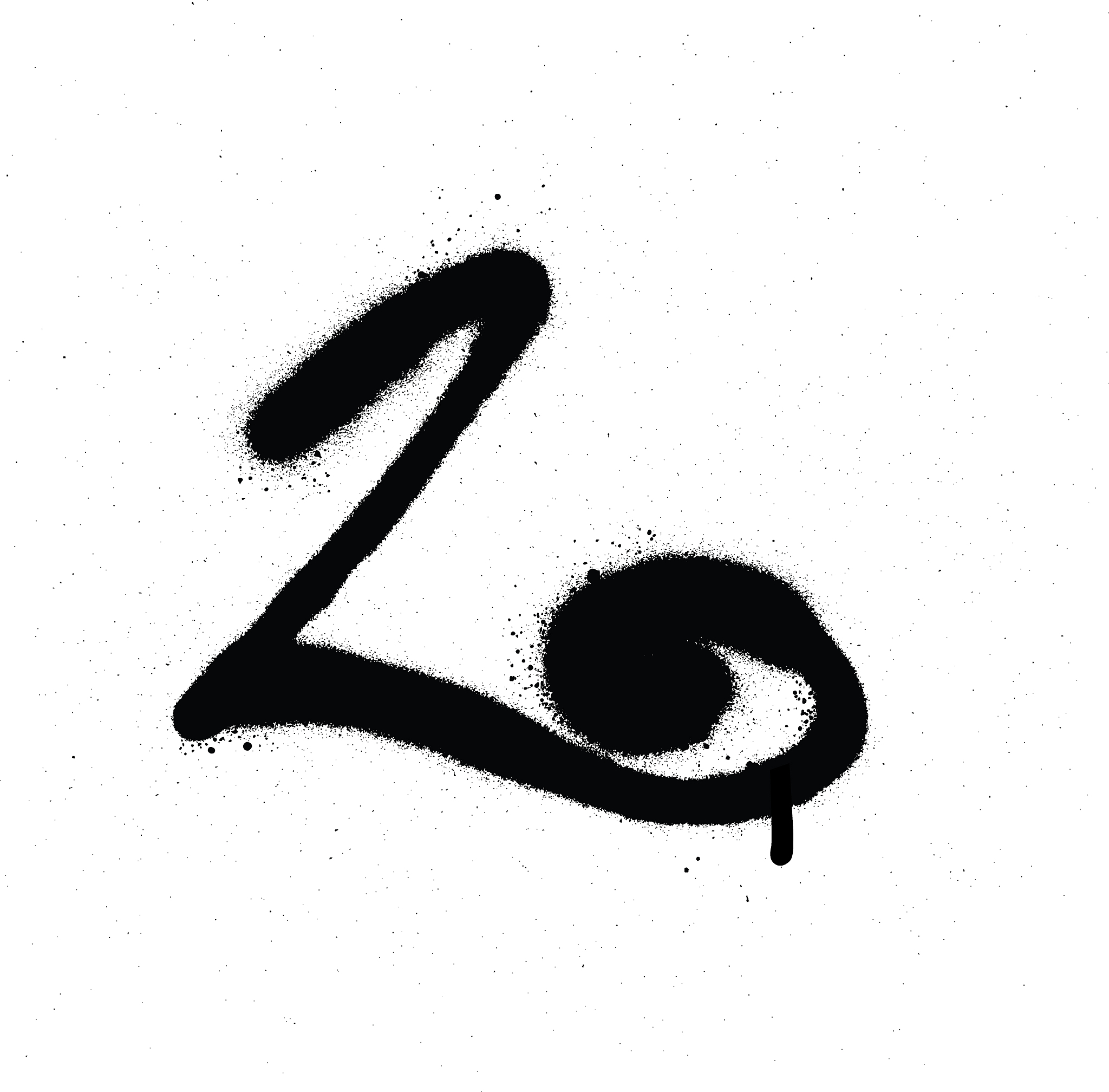 sprayed l font graffiti with leak in black
