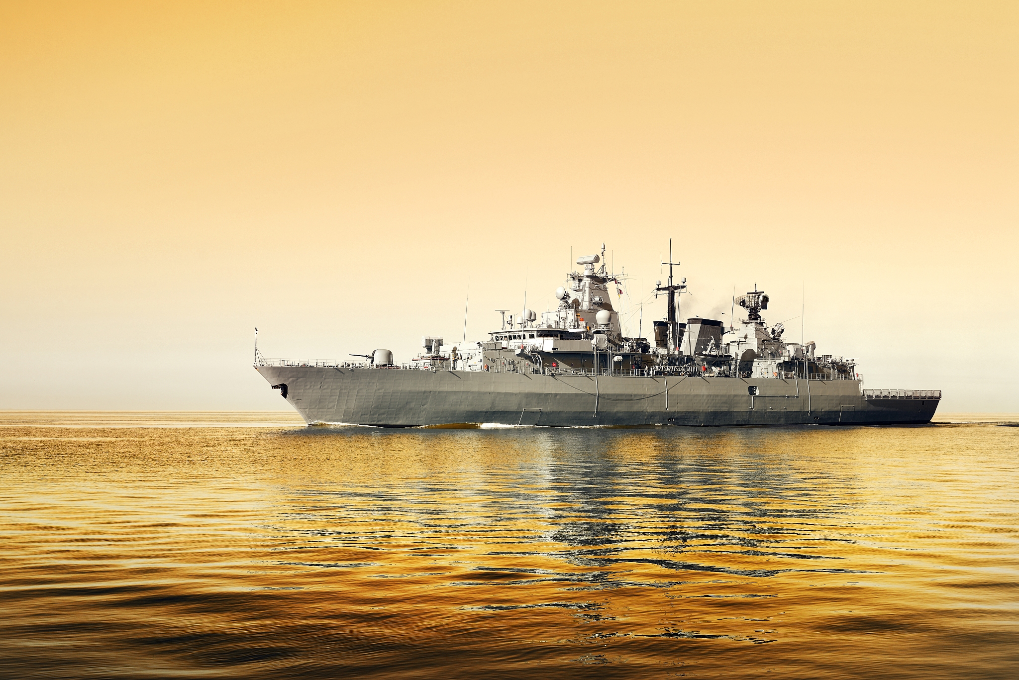 warship on the sea