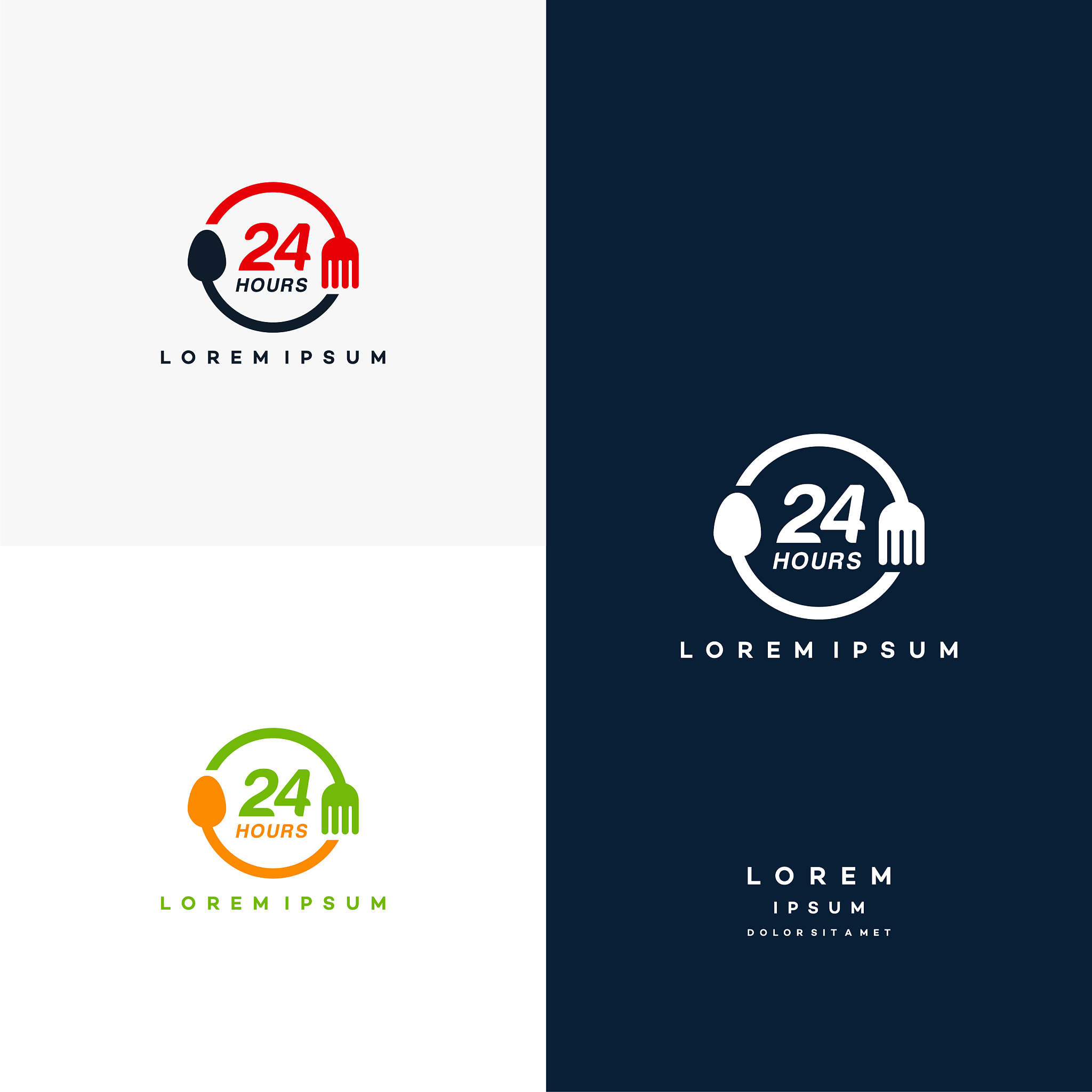 24 hours food logo designs concept creative logo