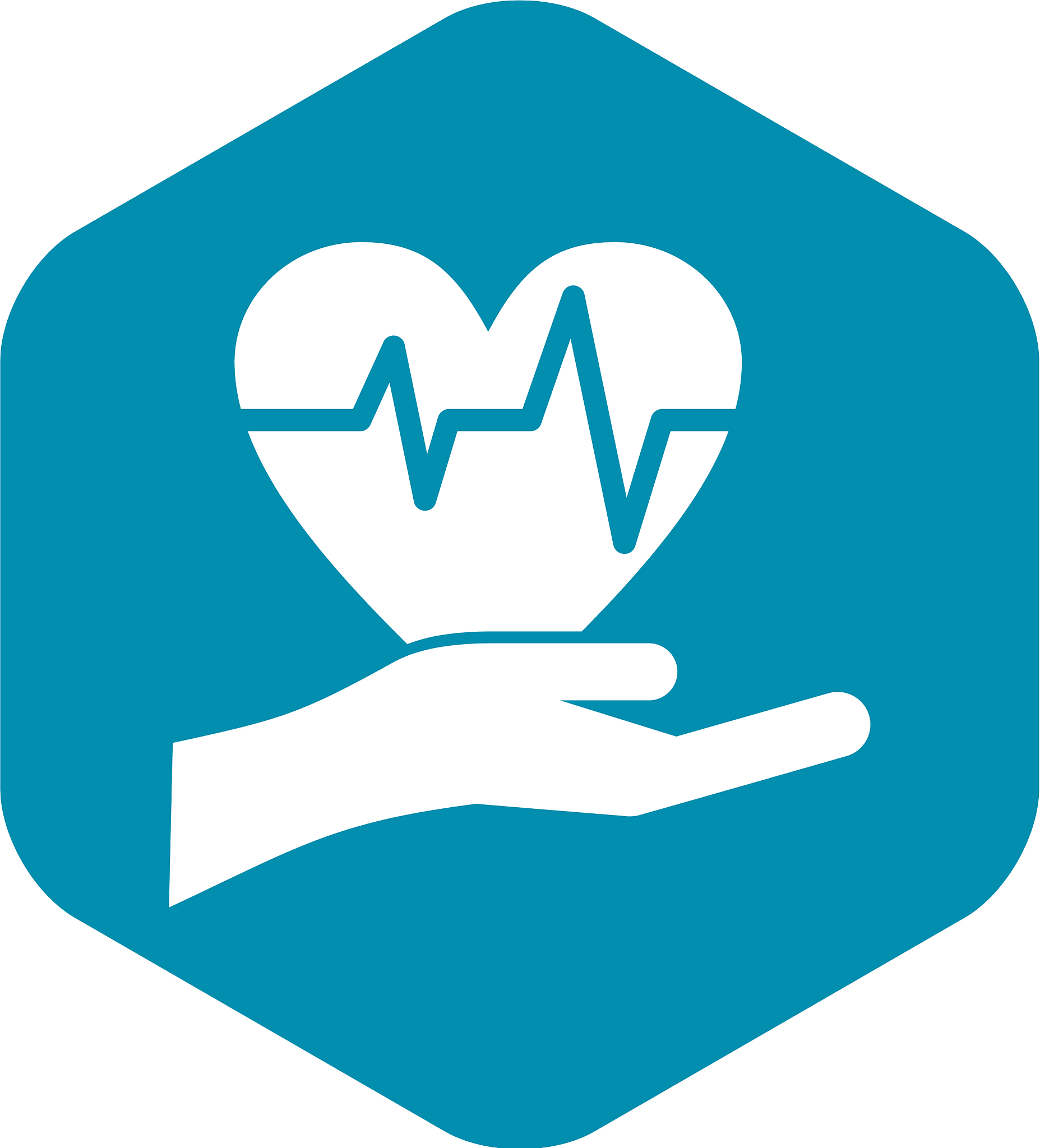 hand holding heart with ecg line icon simple style
