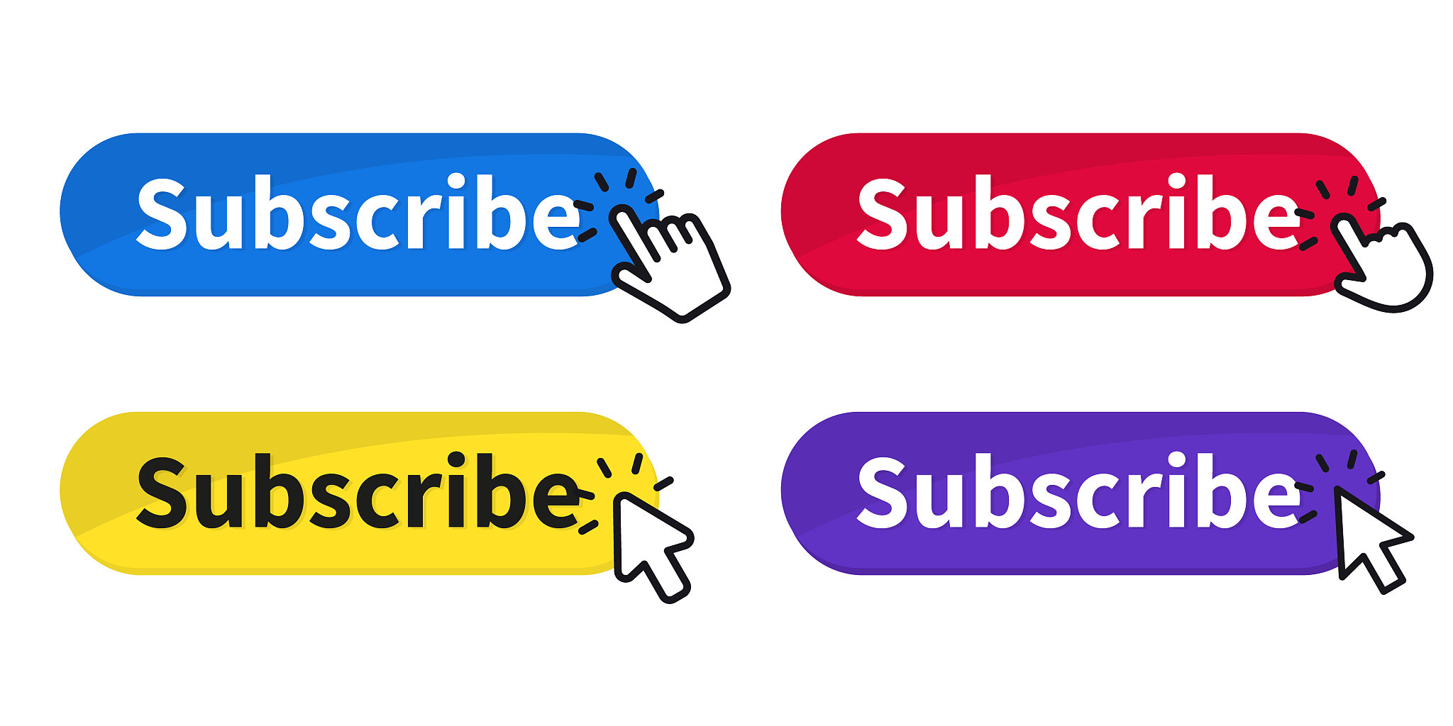 subscribe button with cursor. buttons like, comment and dislike.