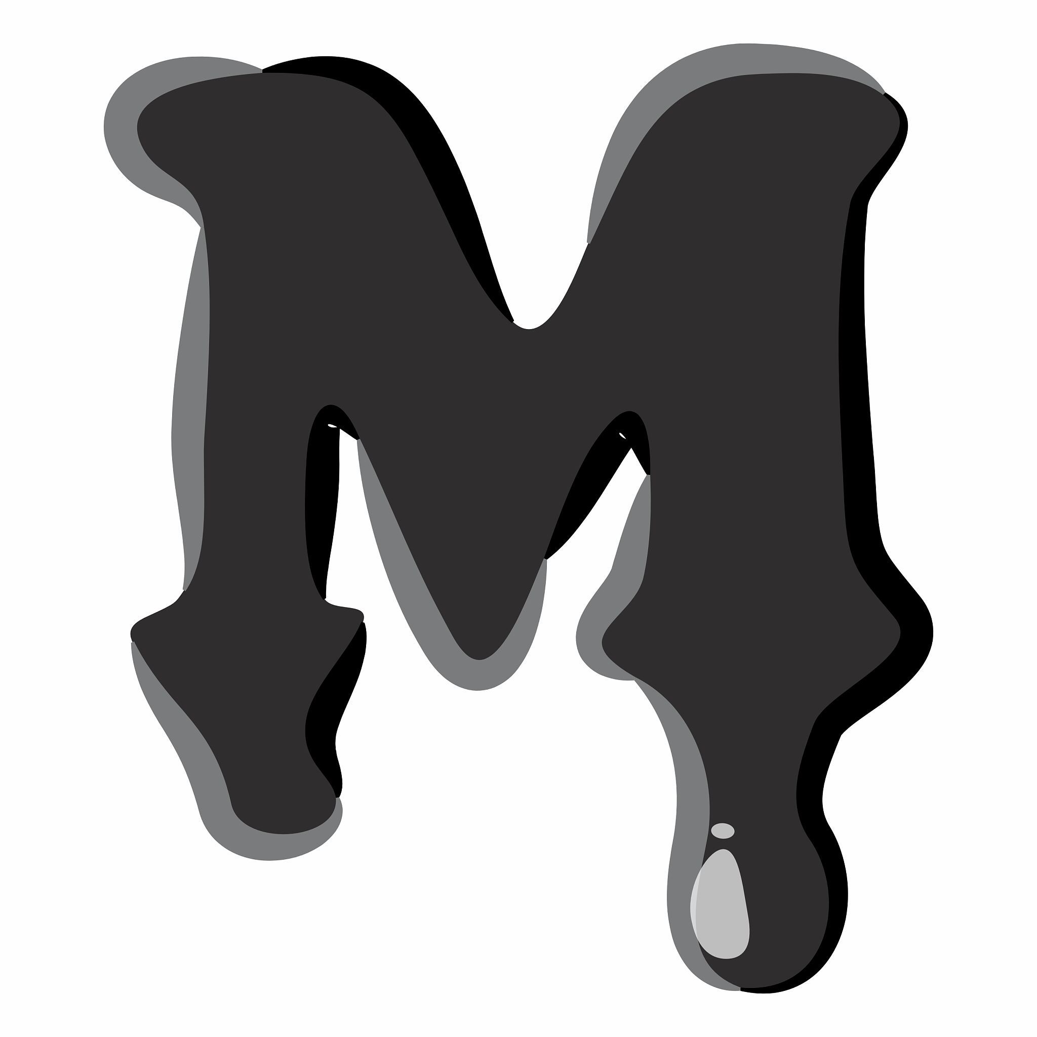 m letter isolated on white background