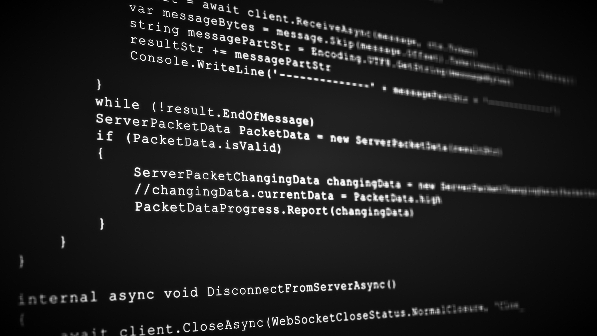3d hacking code data flow stream on black. screen with typing co