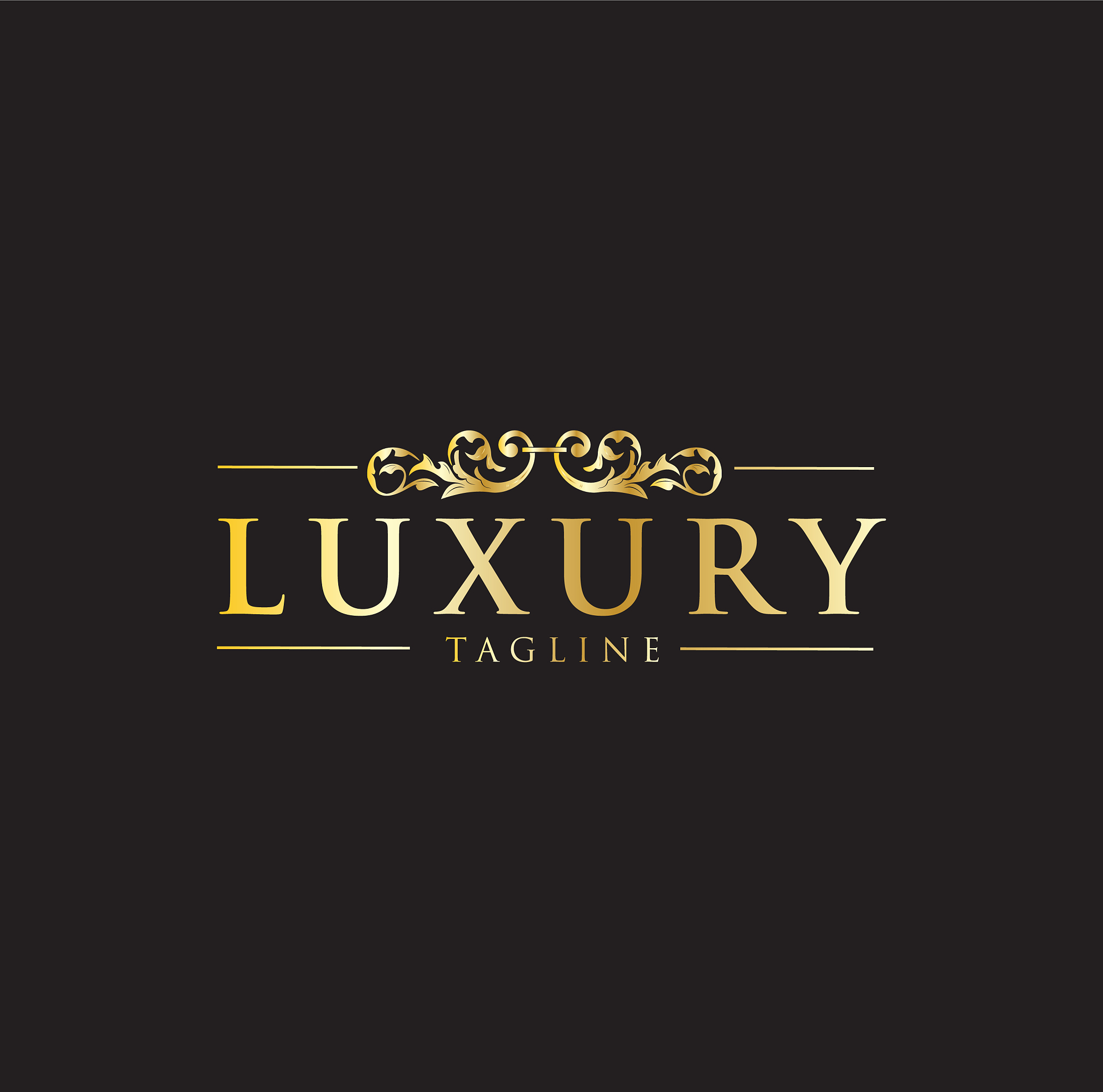 luxury decorative ornament gold floral design logo